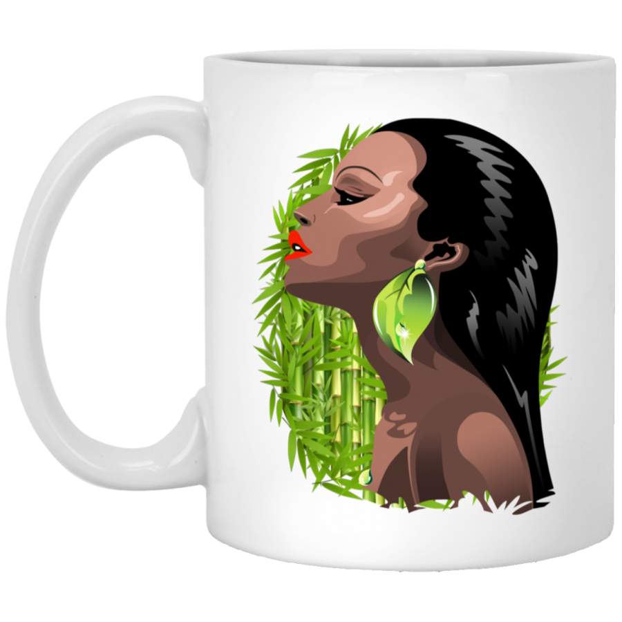 African American Coffee Mug Woman African Beauty and Bamboo 11oz – 15oz White Mug