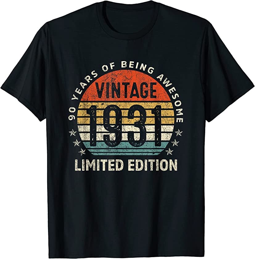 90 Year Old Retro Vintage 1931 Limited Edition 90th Birthday T-Shirt