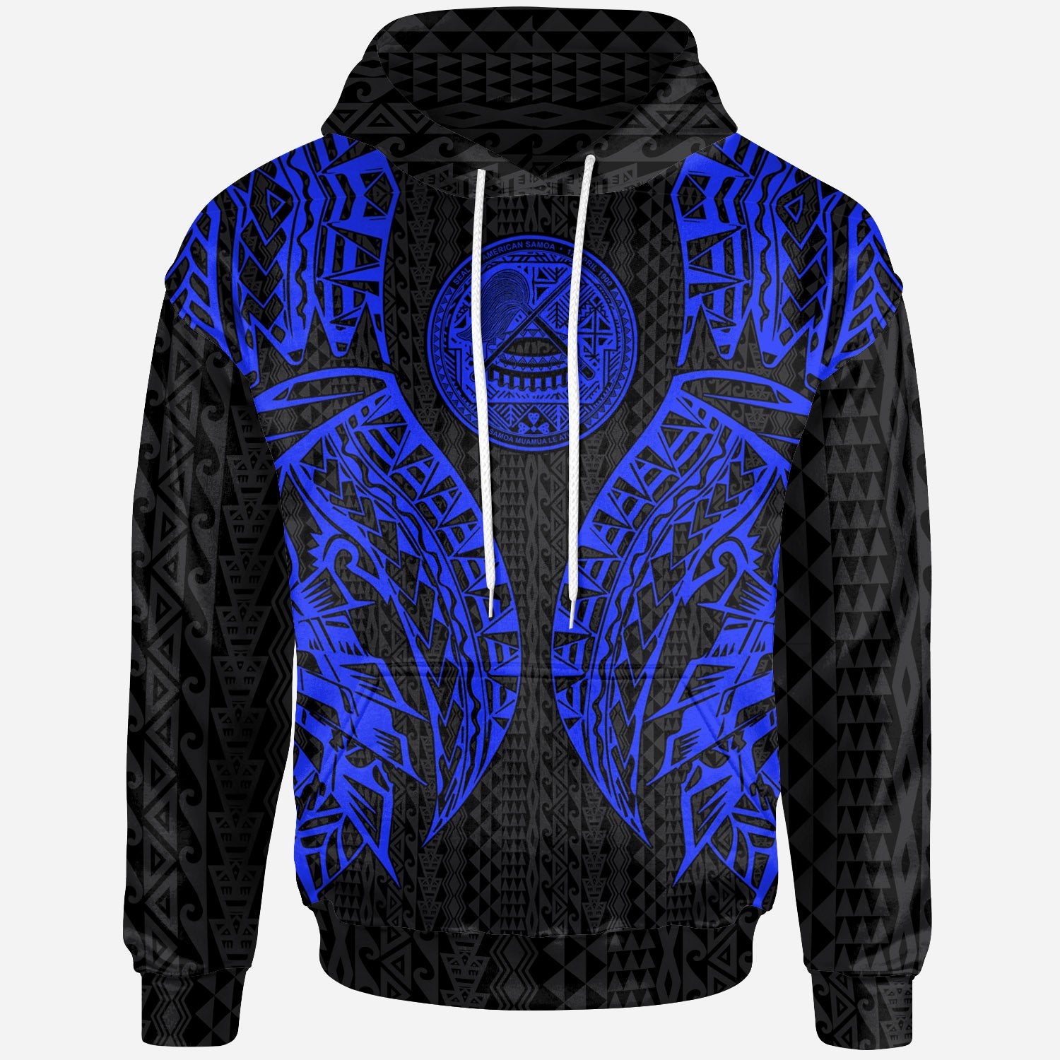 American Samoa Hoodie – Polynesian Lion Head Blue Style