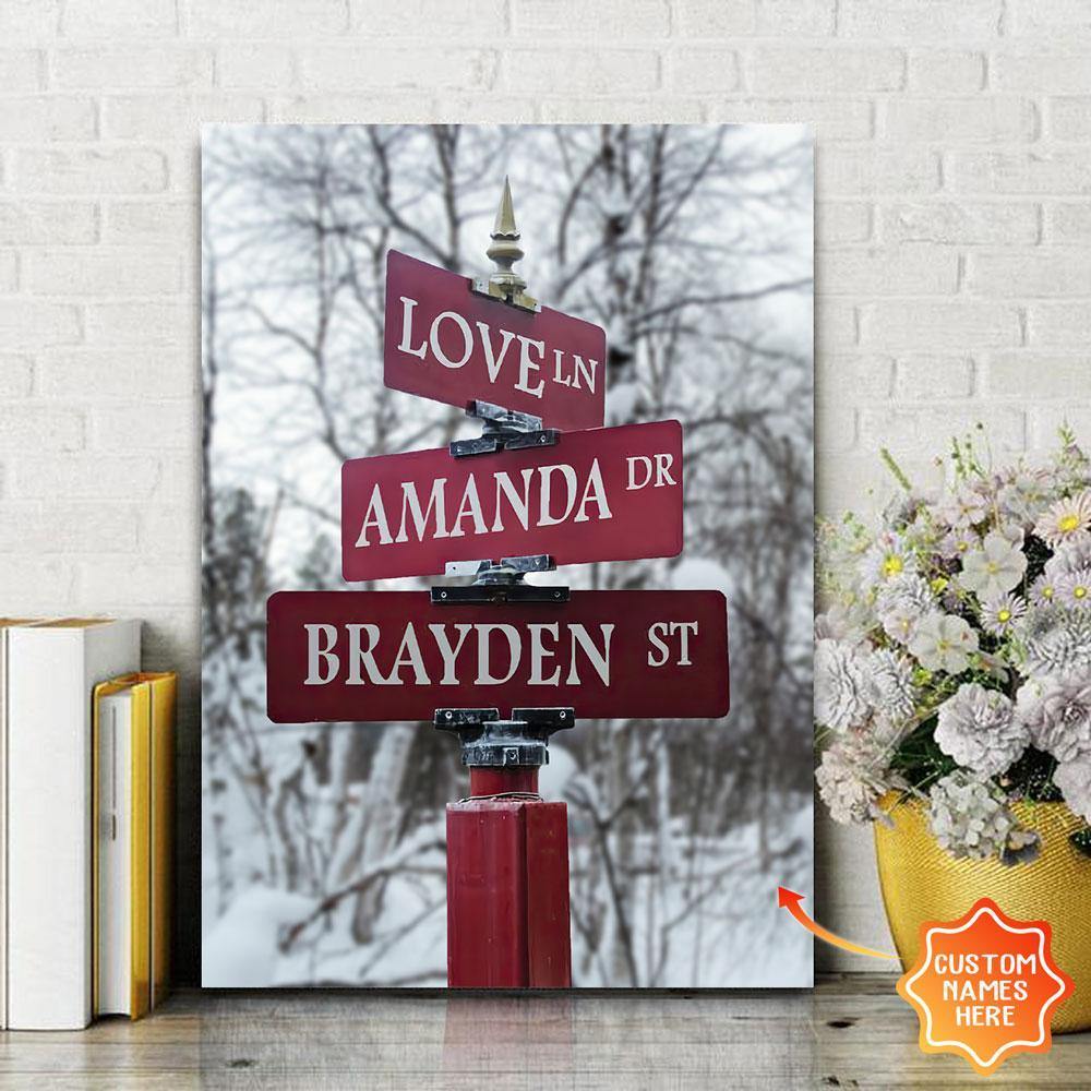 [Personalized Name] Signs Of Love Winter Forest – Gift For Family, Lovely Gift, Gift For Home Decor – Horizontal Canvas Matte Canvas Wall Art