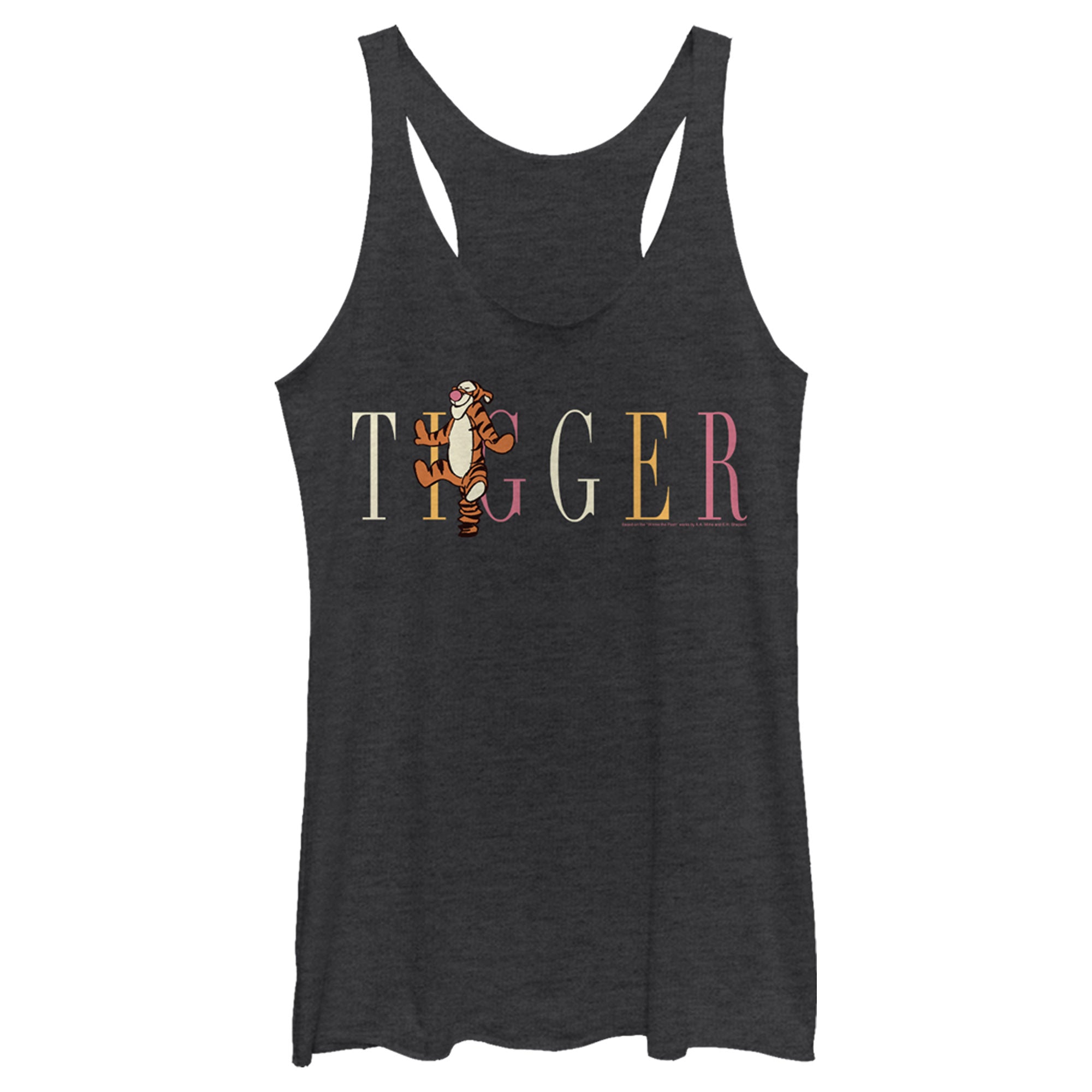 Women’S Winnie The Pooh Tigger Colorful Script Racerback Tank Top