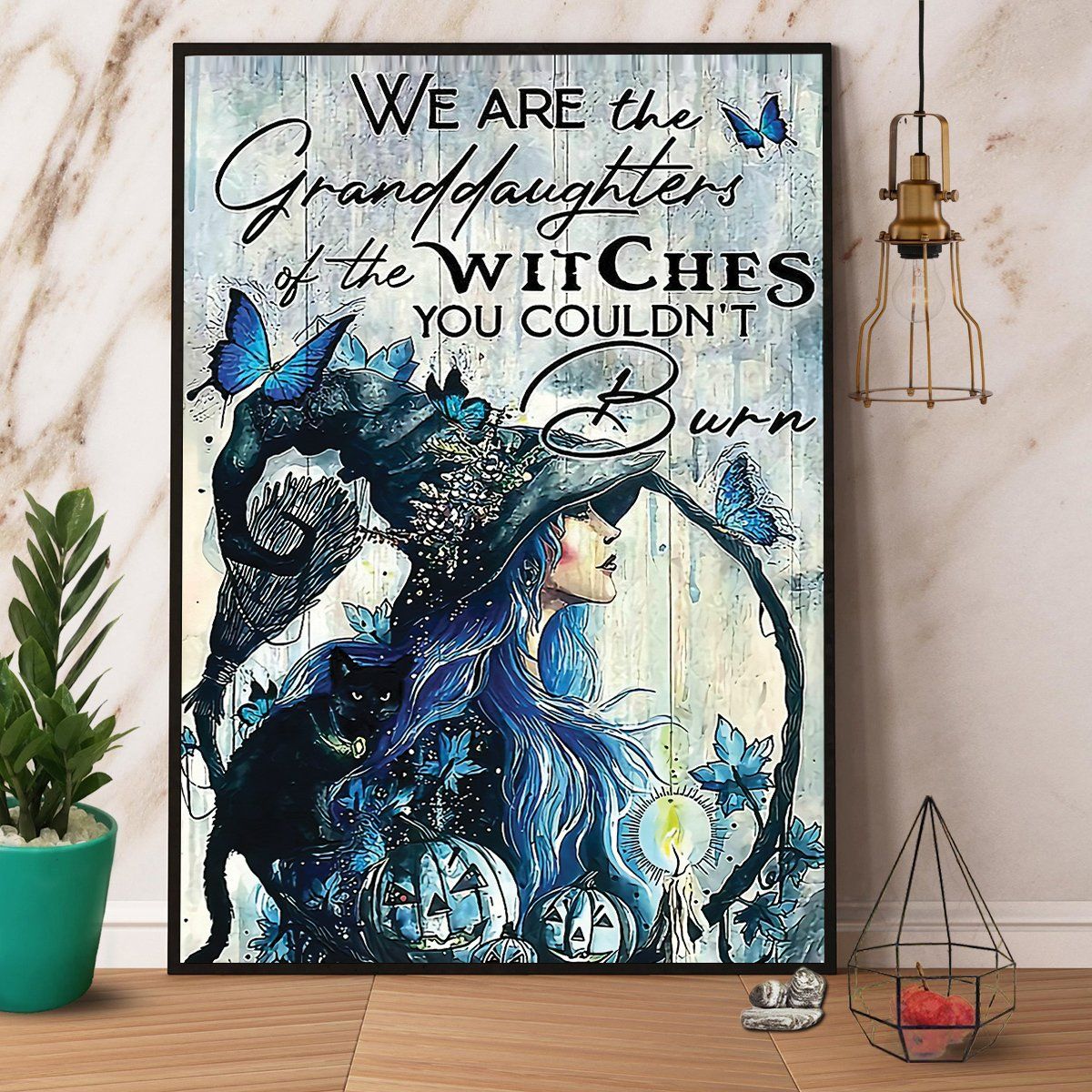 Blue Butterfly We’Re The Granddaughter Of Witches Happy Halloween Canvas Prints Poster Wall Art