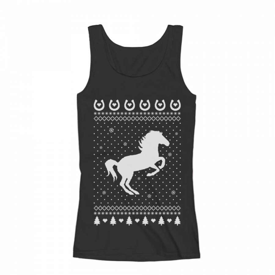 Ugly Christmas Sweater Love Horses Women Tank Top