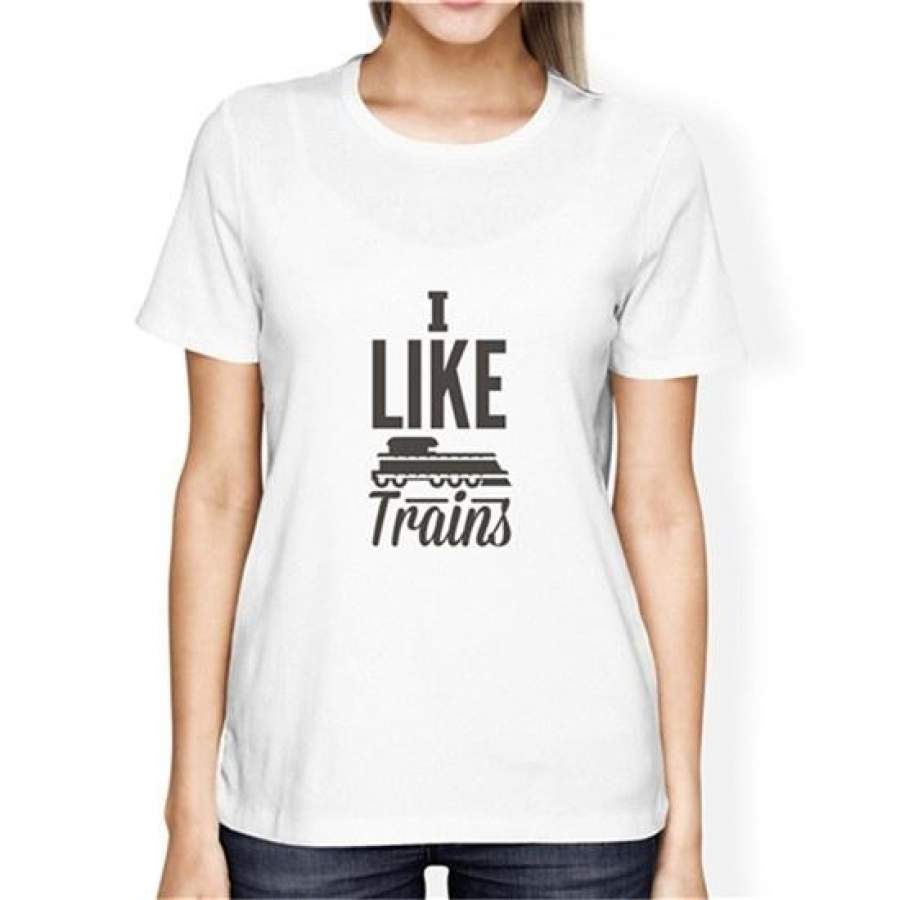 Summer Fashion I Like Trains Printed T-Shirts Women’S Casual Tops Cotton Basic Easiness Tops Female Comfortabletshirt