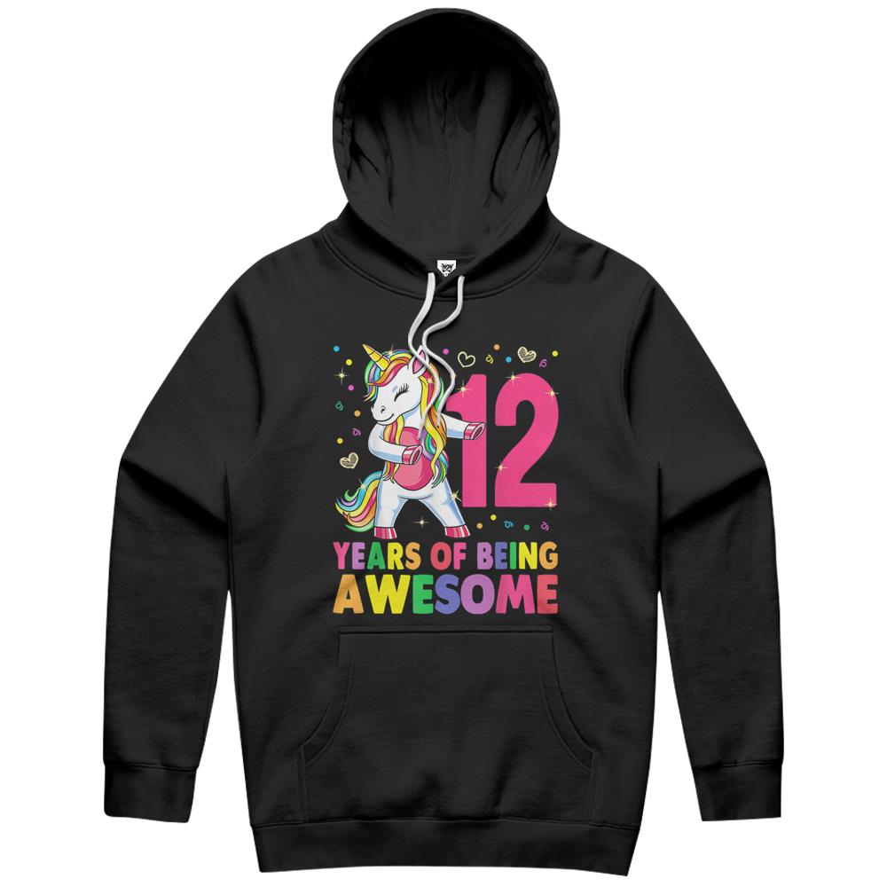 12 Years Old Unicorn Flossing 12Th Birthday Girl Unicorn Hoodie