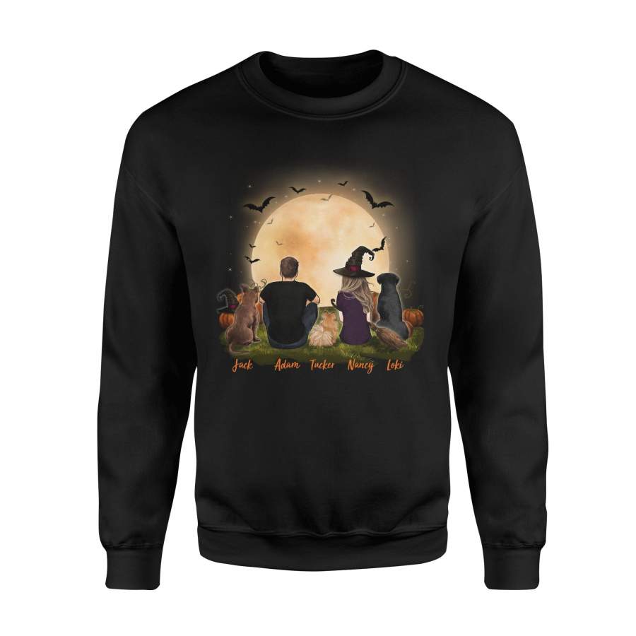 [ FRONT SIDE ] Personalized custom dog & couple sweatshirt Halloween gift for dog mom dad lover owner – 2398