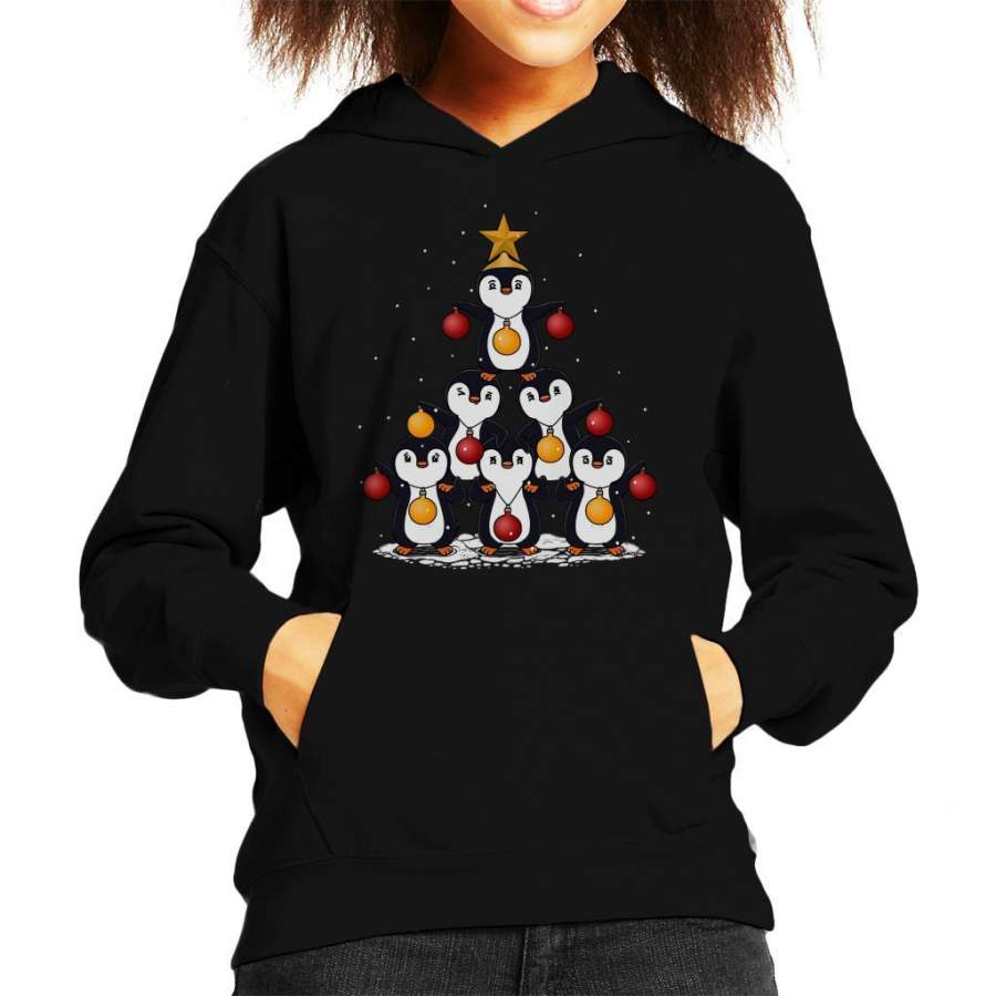 Oh Penguin Tree Christmas Kid’s Hooded Sweatshirt