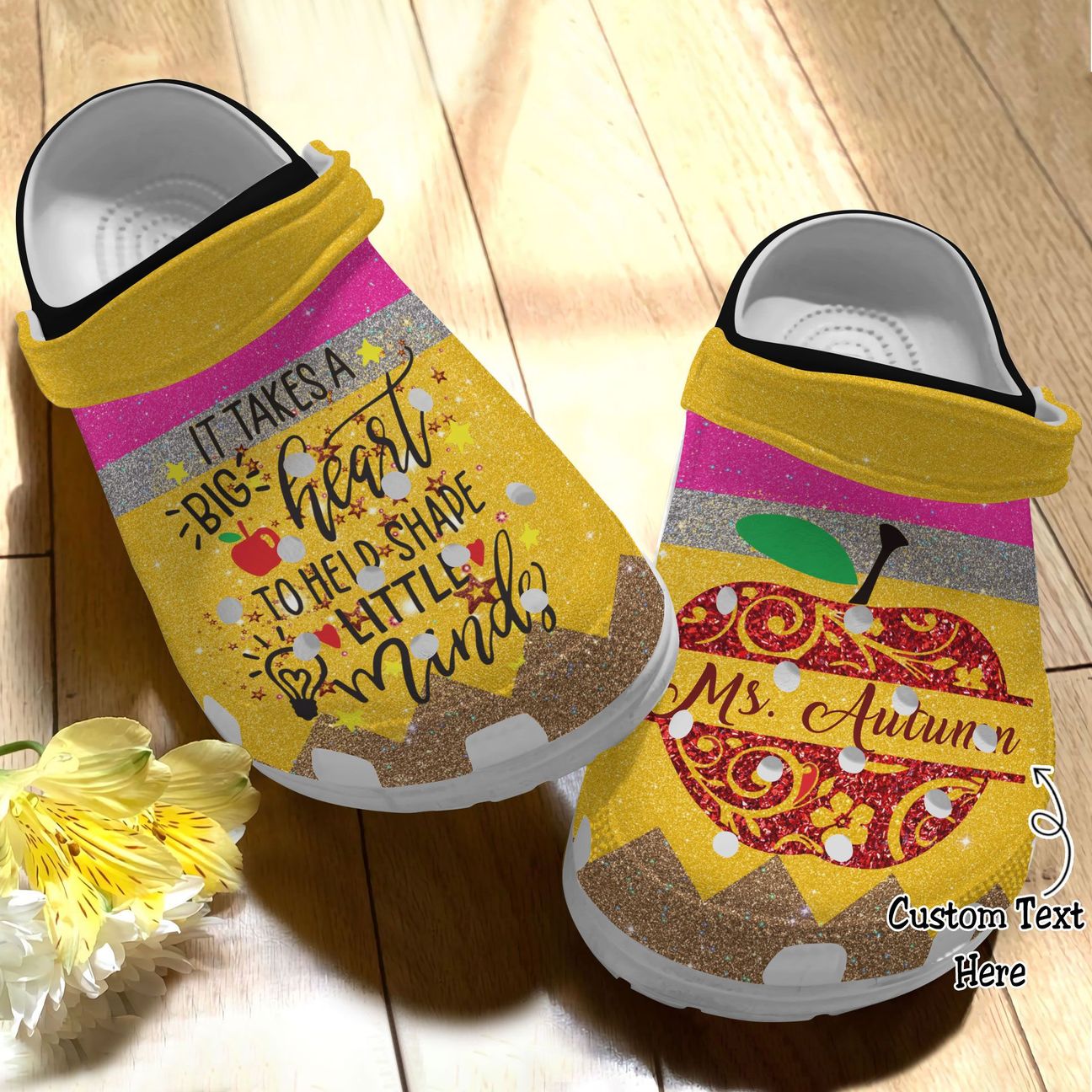 Teacher Personalize Clog, Custom Name, Text, Fashion Style For Women, Men, Kid, Print 3D Personalized Dedicated Heart