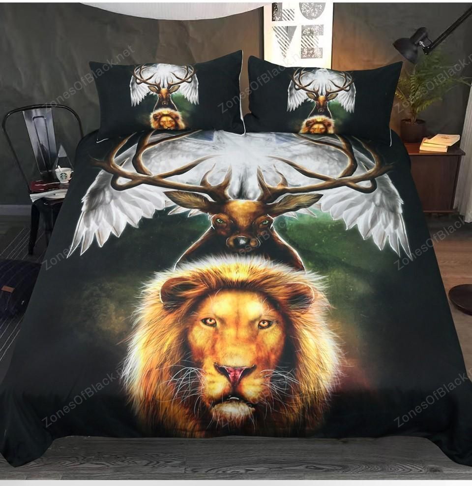 3D Deer Native Lion Pattern Bedding Set Double Full Queen Extra Large Pillowcase Quilt Cover