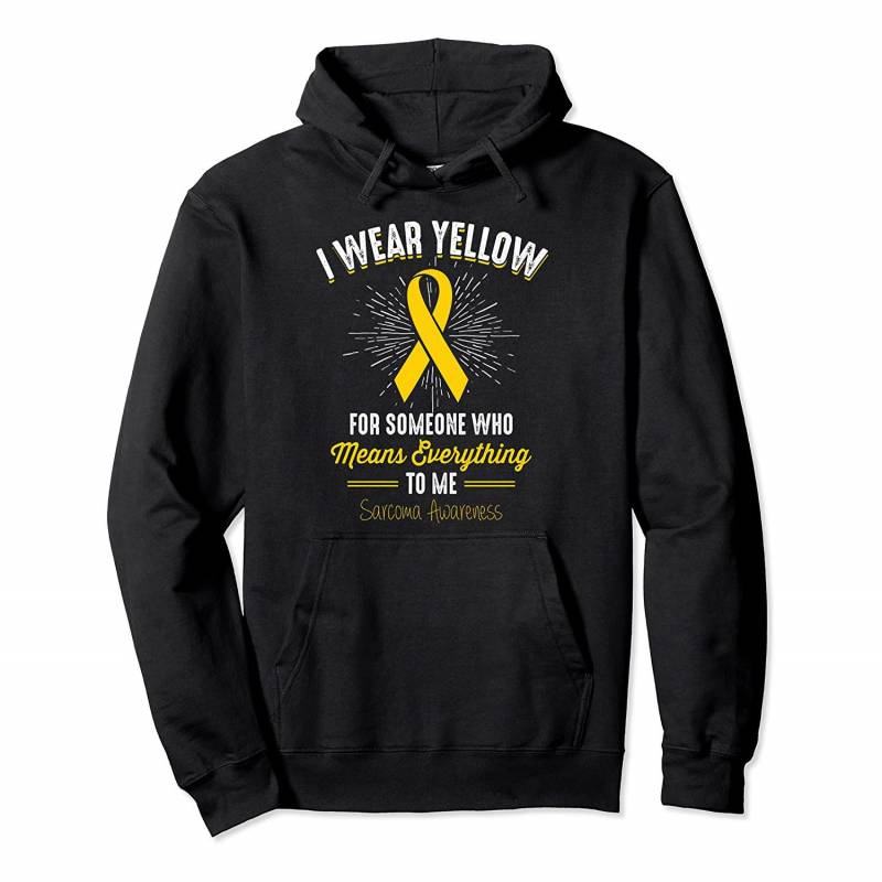 Yellow Ribbon Awareness I Wear Yellow Sarcoma Cancer Pullover Hoodie