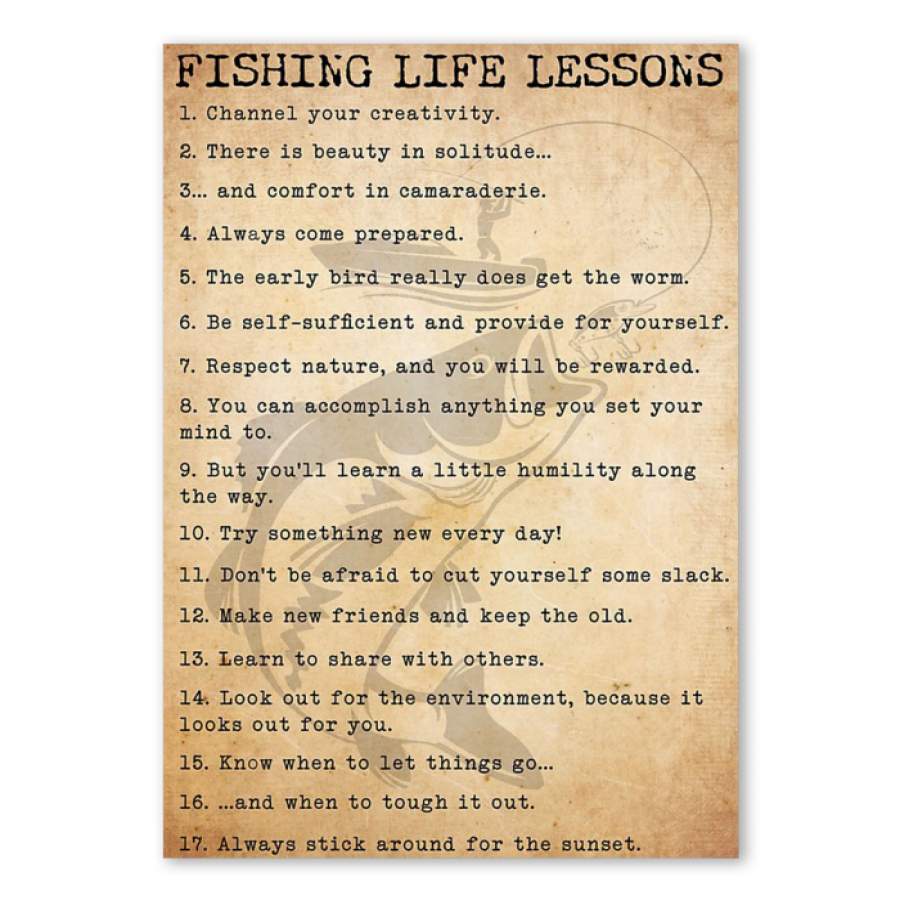 Fishing Life Lessons  Unique Custom Design  Poster  Gift  For Fishing Lovers