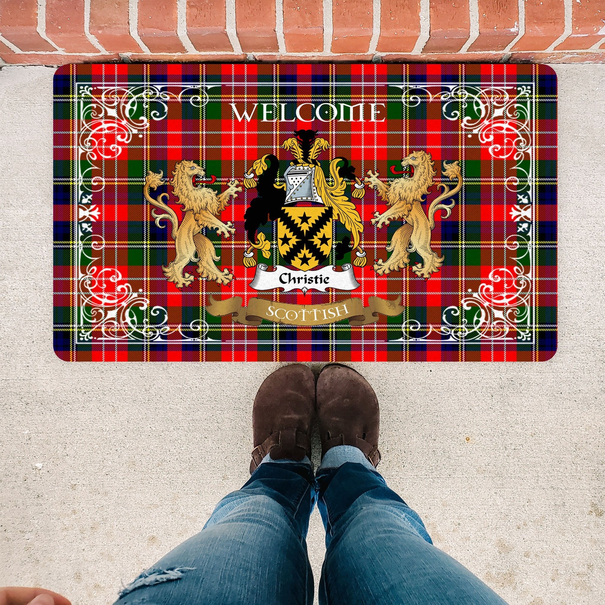 Scotstee Shop Tartan Door Mat The Family Christie Scottish Plaid Doormat, Welcome Mat, Christmas Door Mat