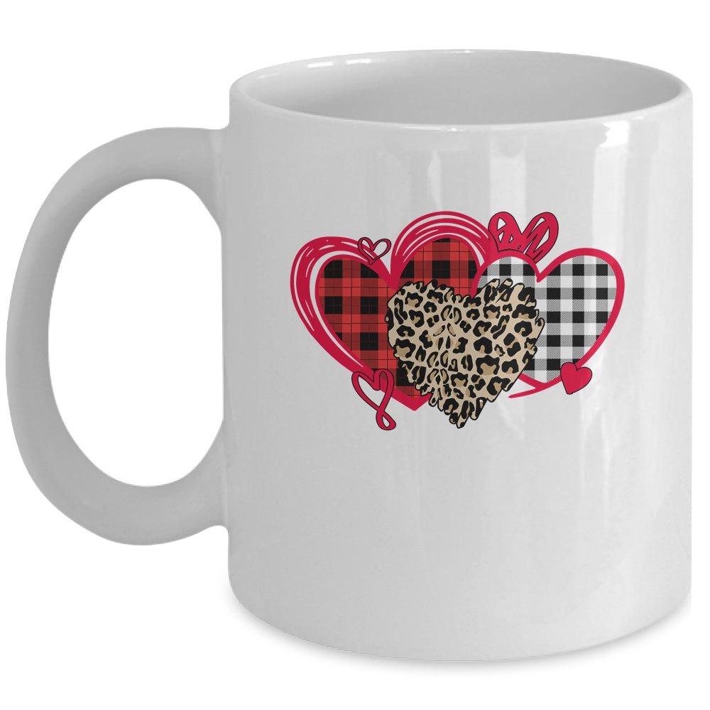 Womens Love Heart Valentines Day Buffalo Leopard Printed Mug