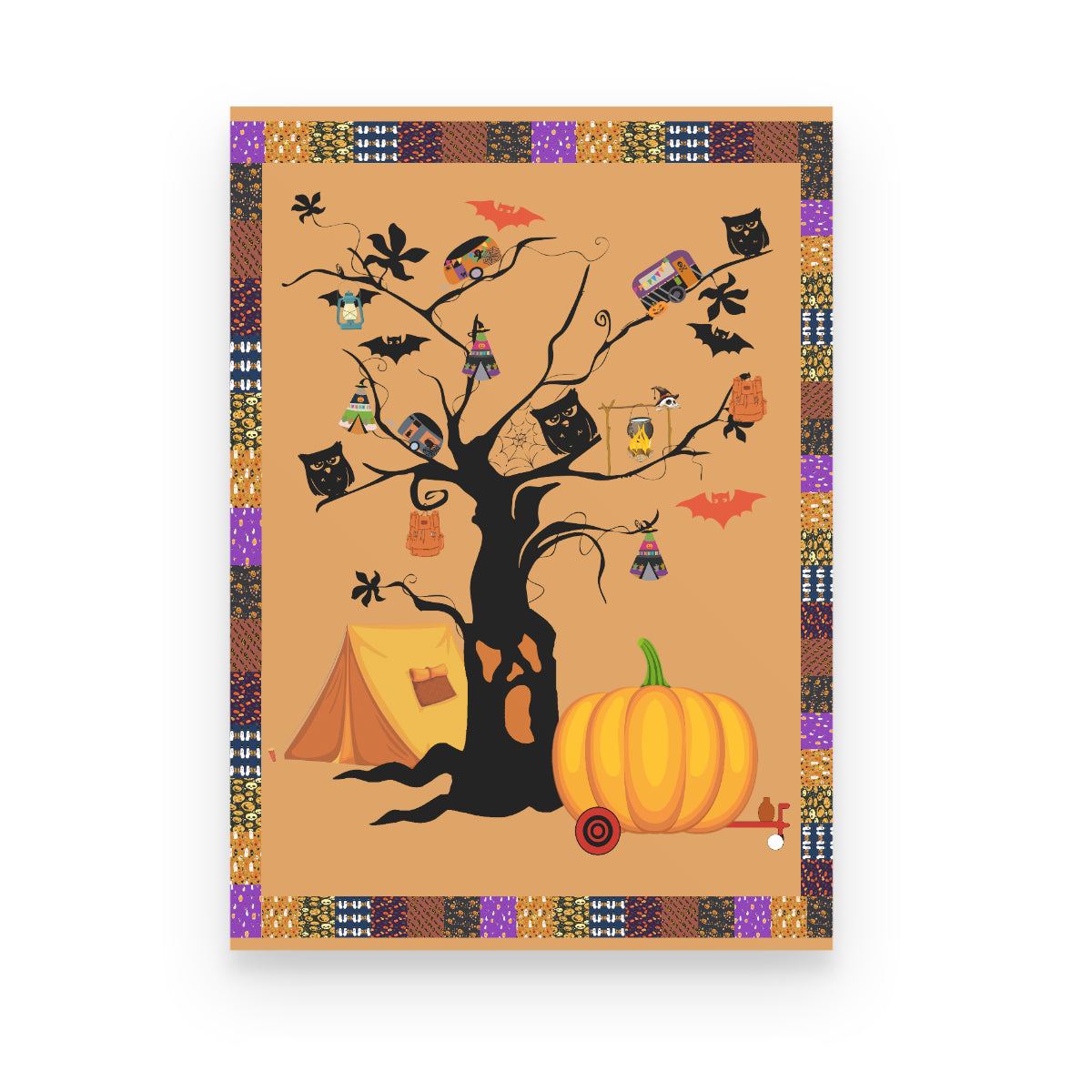 Camping Pumpkin Halloween Poster Canvas