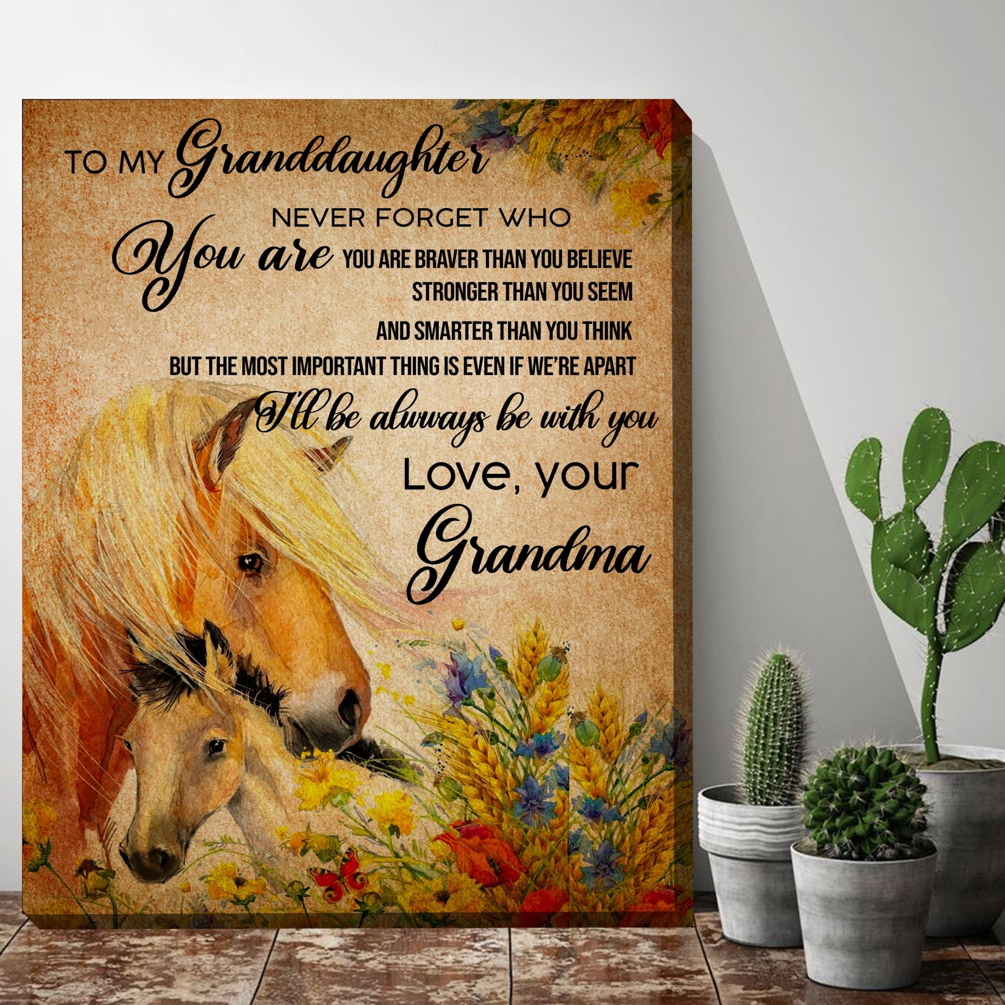 To My Granddaughter I Will Be Always Be With You Love Canvas Poster From Grandma To Granddaughter Warm Home Decor Wall Art Visual Art