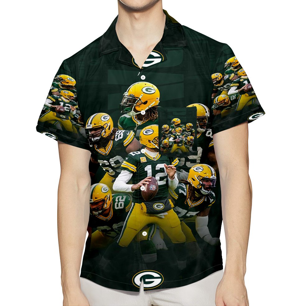 Green Bay Packers Player Team V10 3D All Over Print Summer Beach Hawaiian Shirt With Pocket