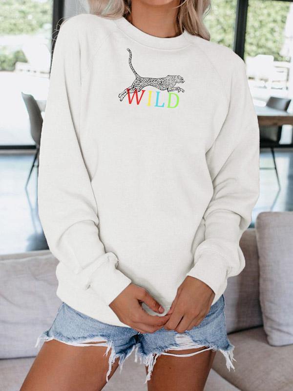 Wild Leopard Cheetah White Sweatshirt For Women