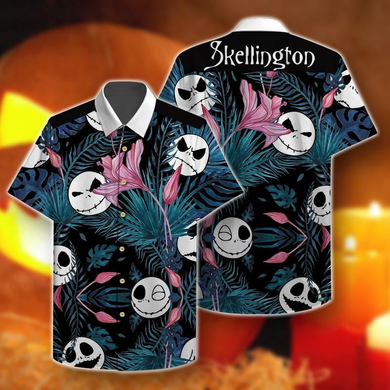 Jack Skellington For Men And Women Graphic Print Short Sleeve Hawaii Casual Shirt Ha7105