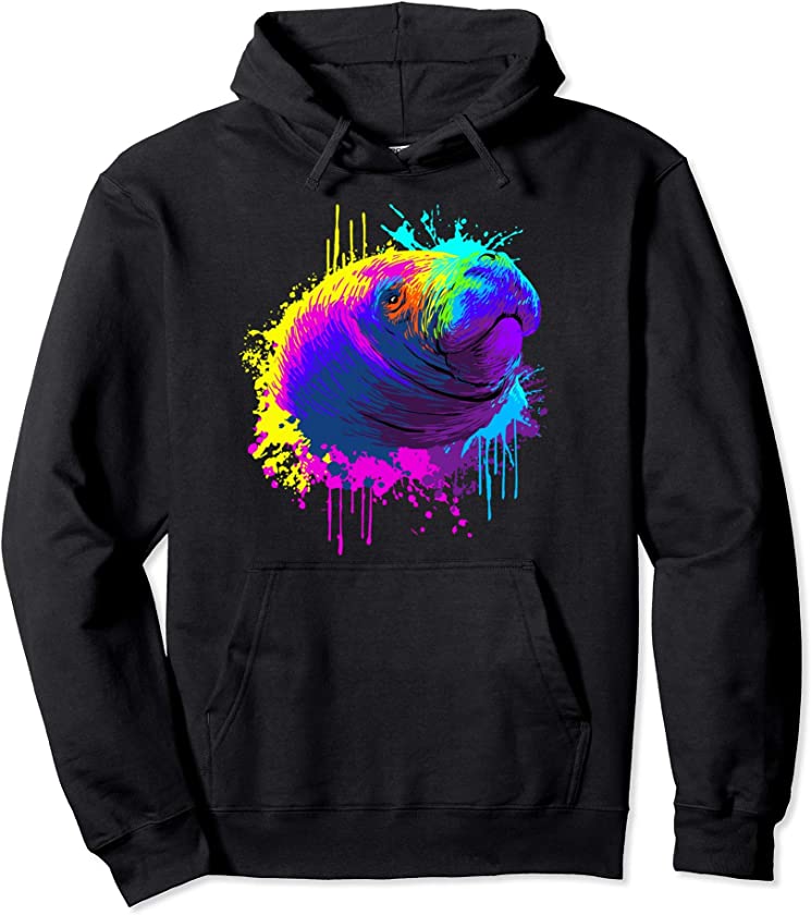 Splash Art Dugong Gift Animal Manatee Lovers Pullover Hoodie