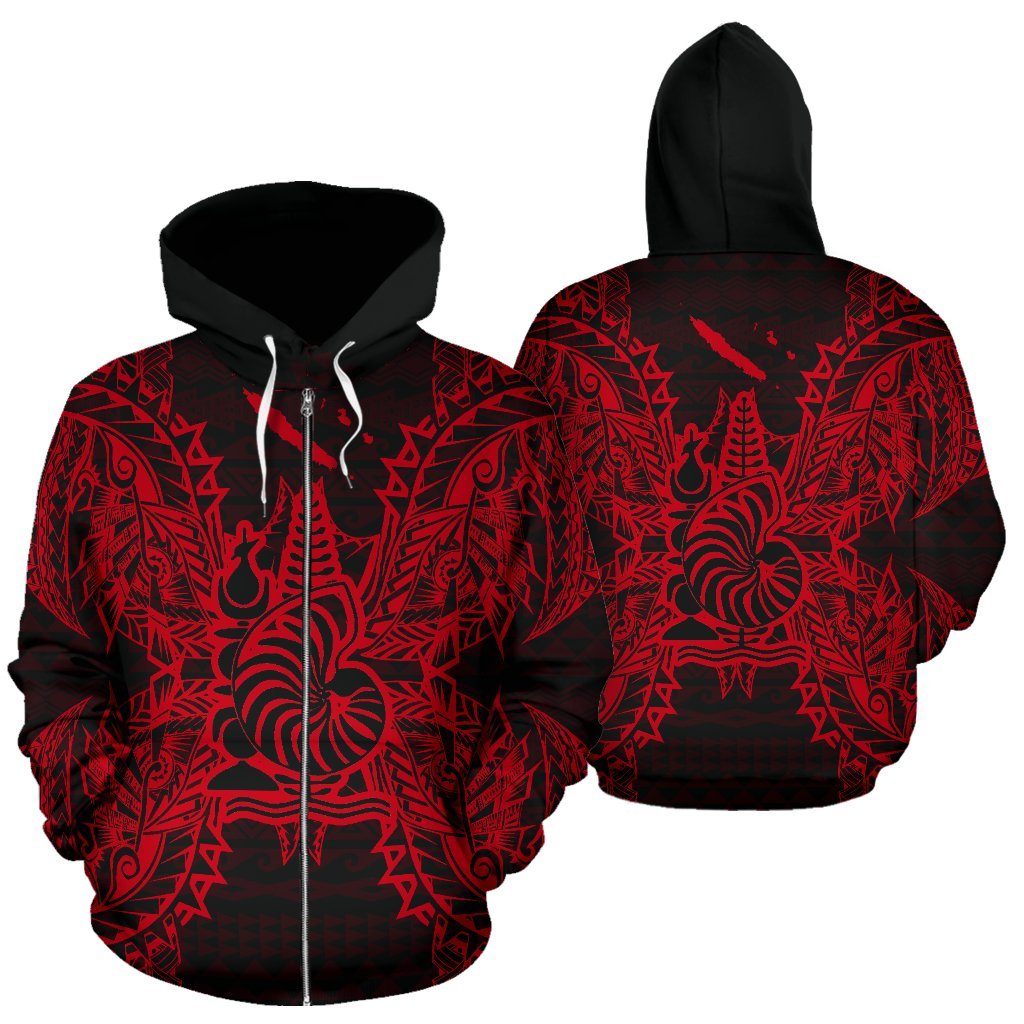 New Caledonia Polynesian All Over Zip Up Hoodie Map Red – Pacific Print Hoodie