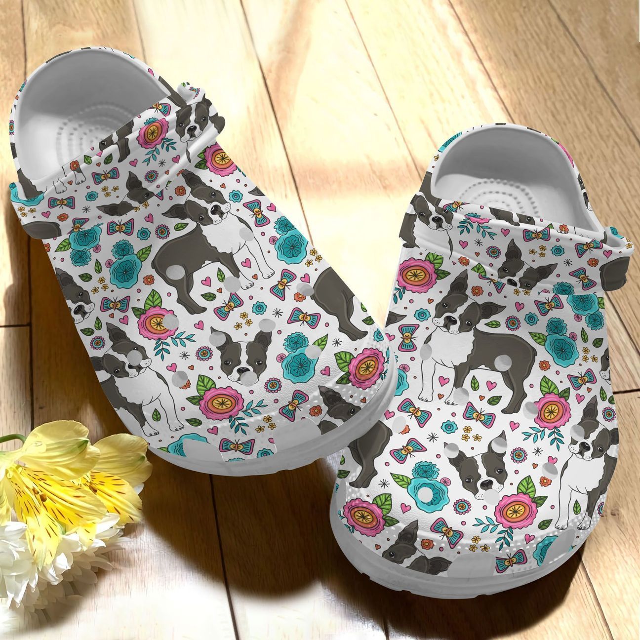 Boston Terrier Personalized Clog, Custom Name, Text Lovely Boston Terrier, Fashion Style For Women, Men, Kid, Print 3D