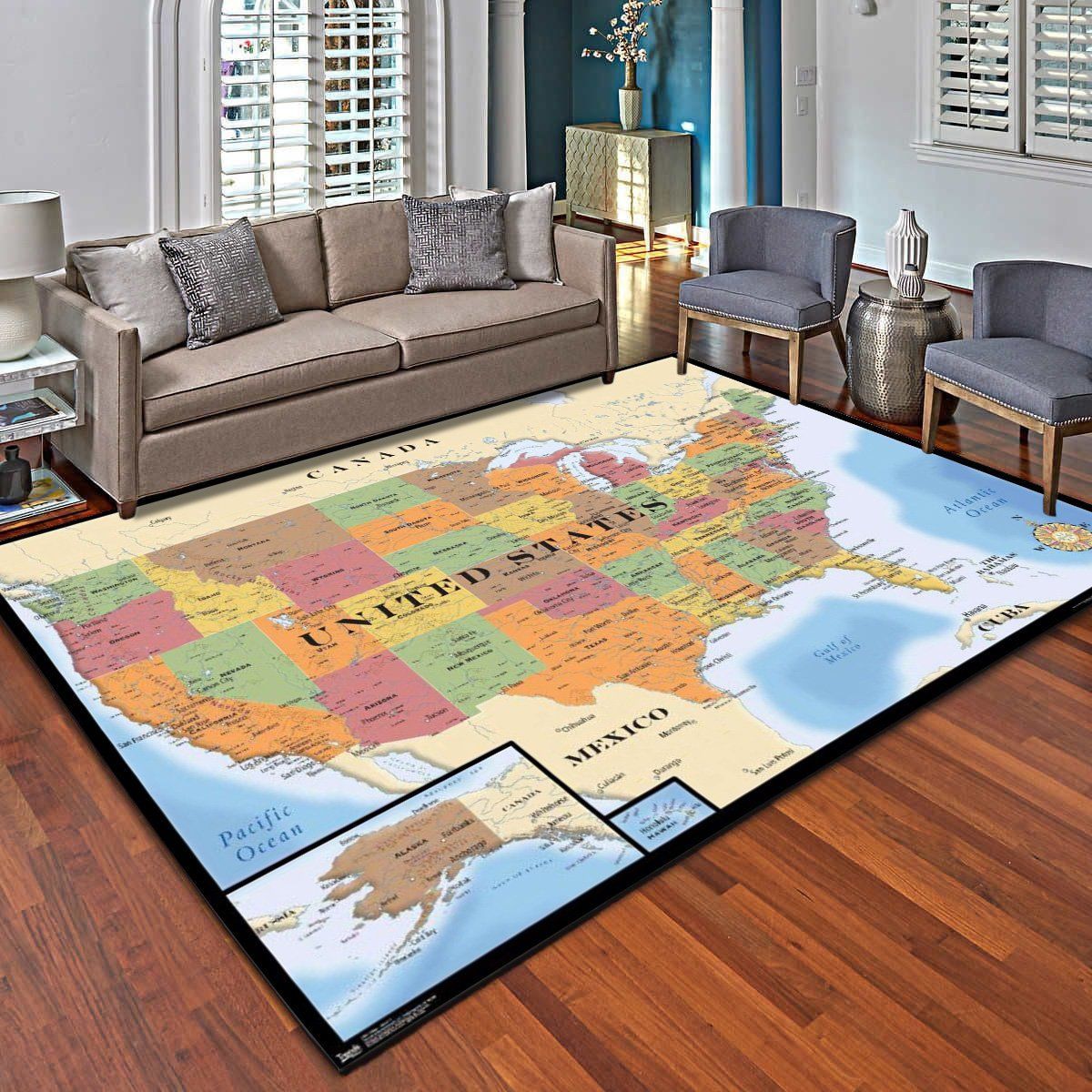 Map Usa Rugs, Living Room Bedroom Carpet