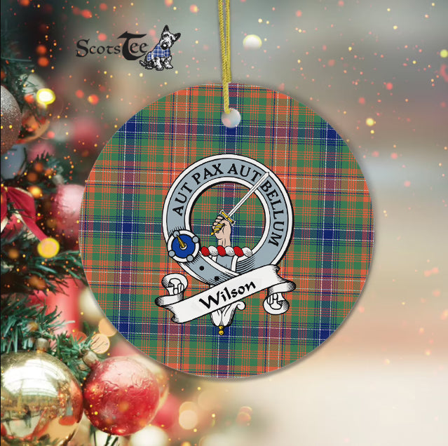 Wilson Scottish Clan Badge Plaid Ornament Gift. Christmas Tree Ornament Wilson Clan Tartan Ornament Great Christmas Ornaments Gift