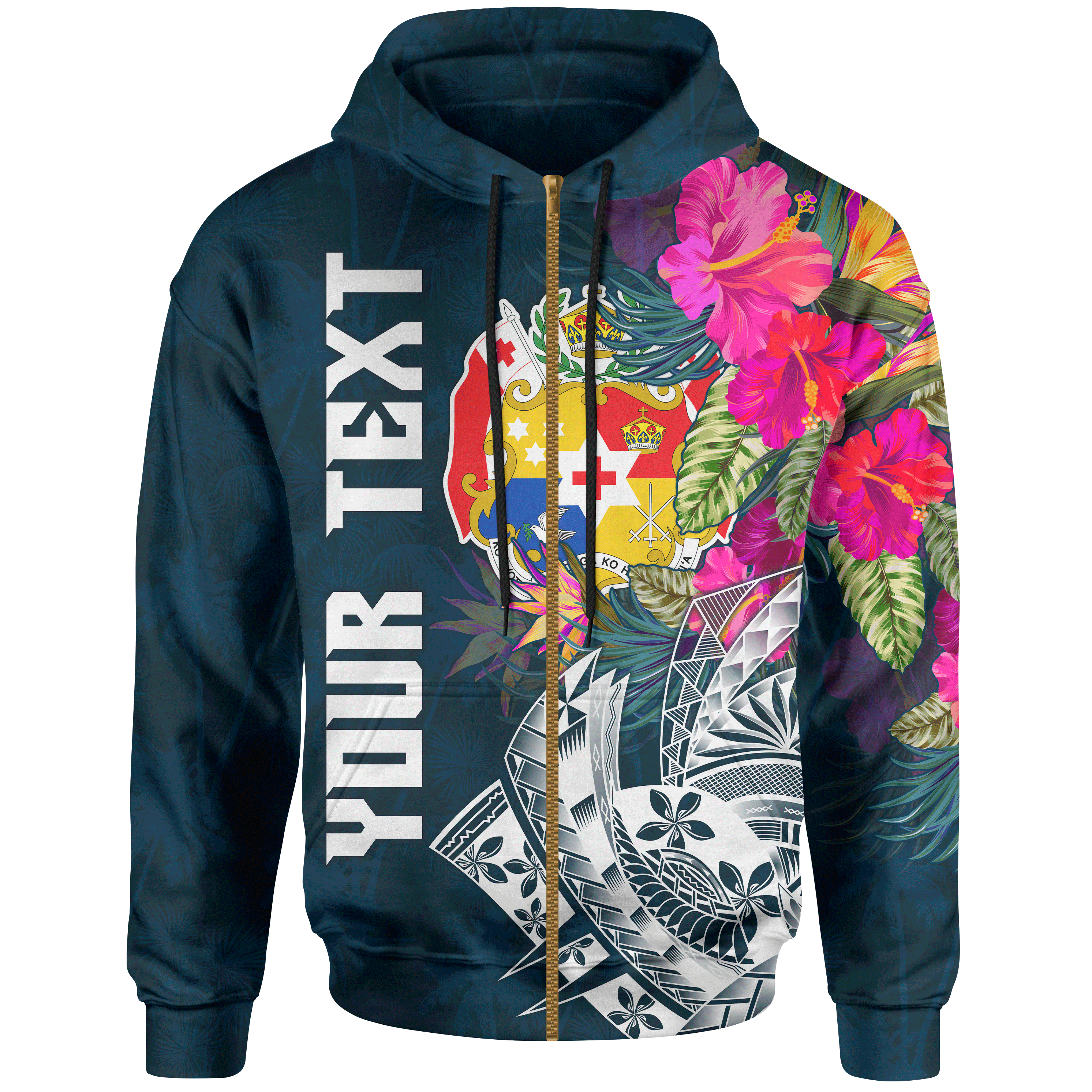 Tonga Custom Personalised Zip-Up Hoodie – Summer Vibes – BN15