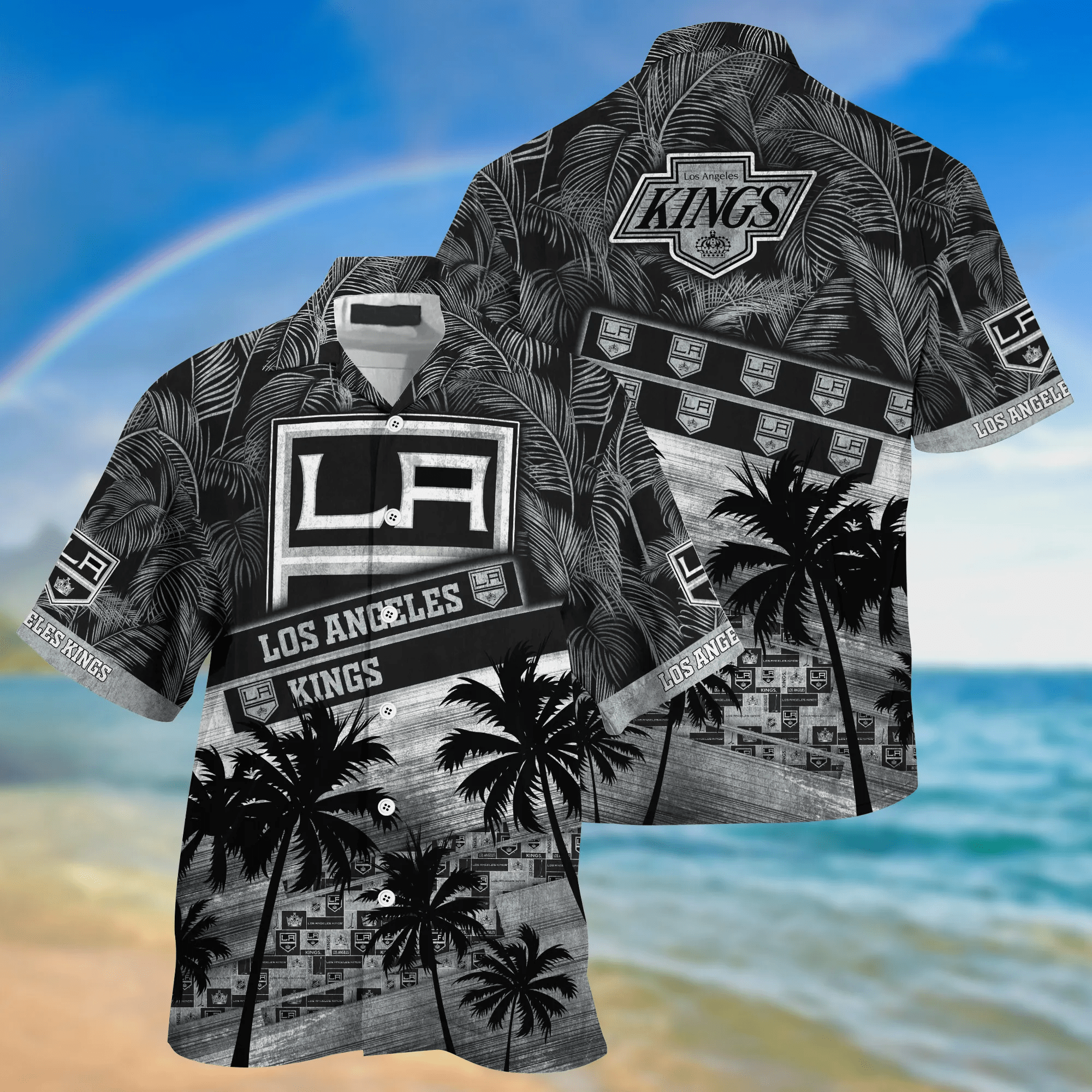 Los Angeles Kings Nhl Palm Tree Pattern Hawaii Shirt For Sports Fans Unisex Sport Hawaii Shirt