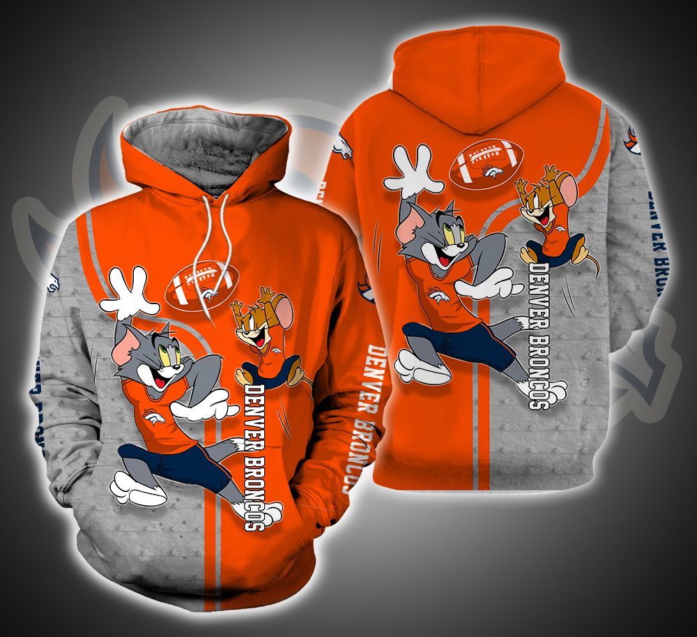 Denver Broncos Ft. Tom and Jerry 3D Printed Hoodie