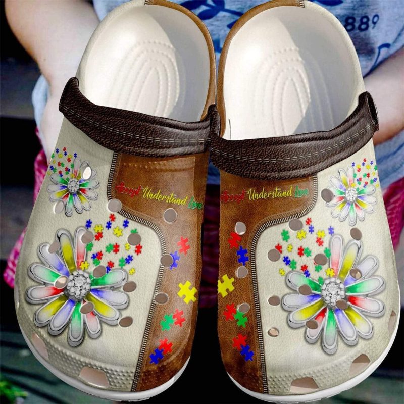 Accept Understand Love Autism Awareness Shoes Clogs – Sunflower Puzzle Custom Shoes