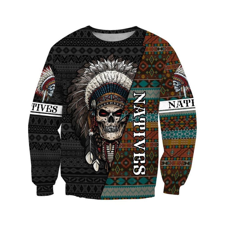 Native Skull Halloween Crewneck Sweatshirt All Over Print Sweatshirt For Women Sweatshirt For Men Sws1050