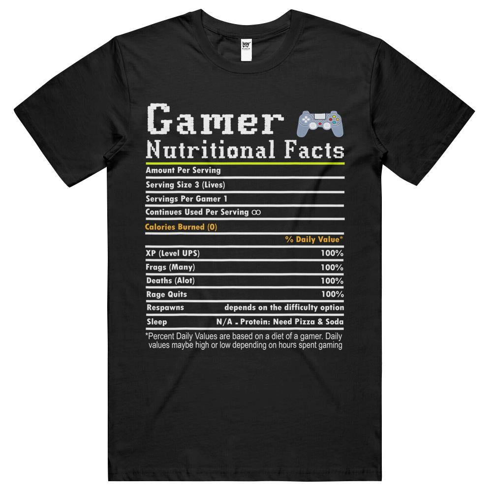 Nutritional Facts Shirt, Gamer Nutrition Facts Shirt, Gamer Nutritional Facts Funny Gamer Life Video Gaming Lover T Shirts