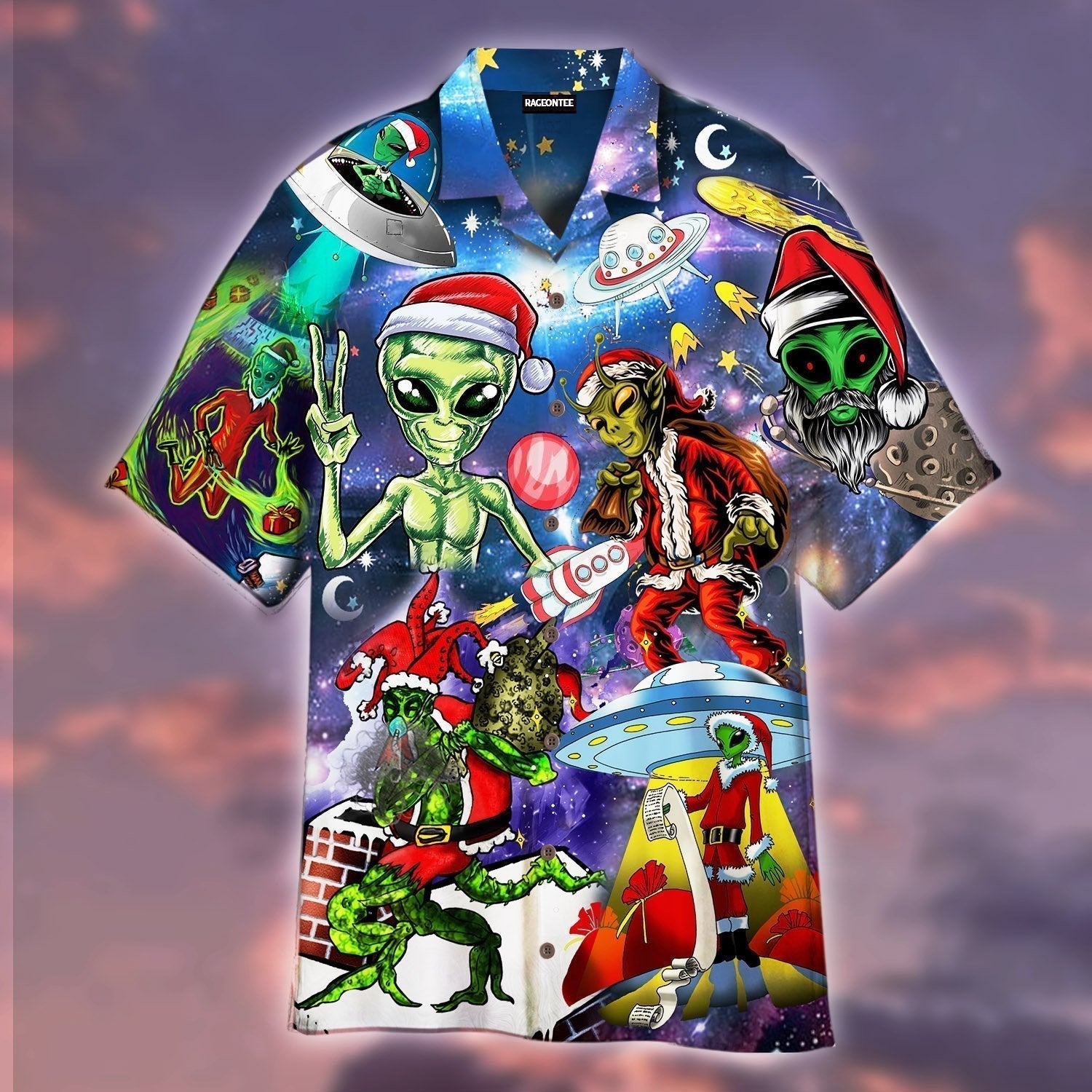 Alien Santas Christmas In The Galaxy Hawaii Shirt For Men Women Ha20893