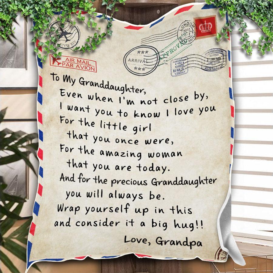Custom Blanket Personalized Name Letter Grandpa To My Granddaughter Blanket – Gift For Granddaughter