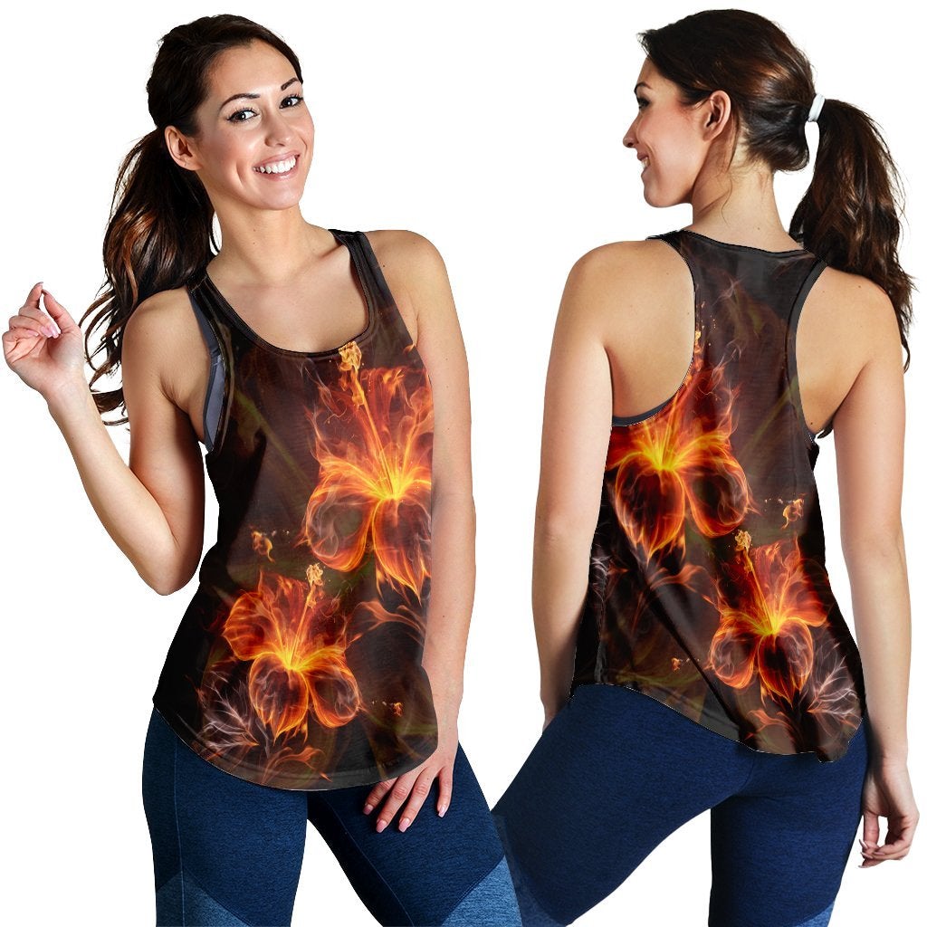 Hawaii Hibiscus Fire Polynesian Racerback Tank Ah Ha30217