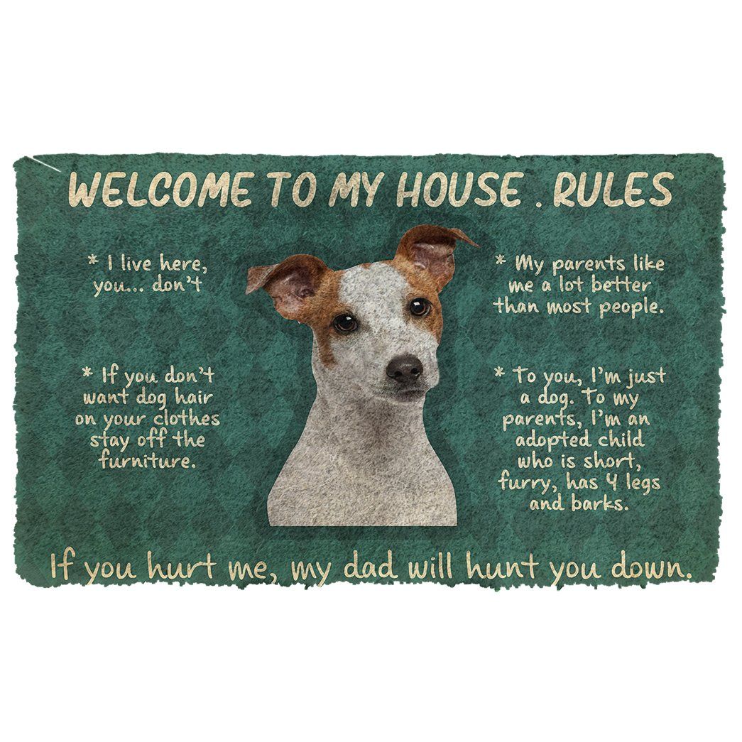 Gearhuman 3D Jack Russell Terrier Welcome To My House Rules Custom Doormat