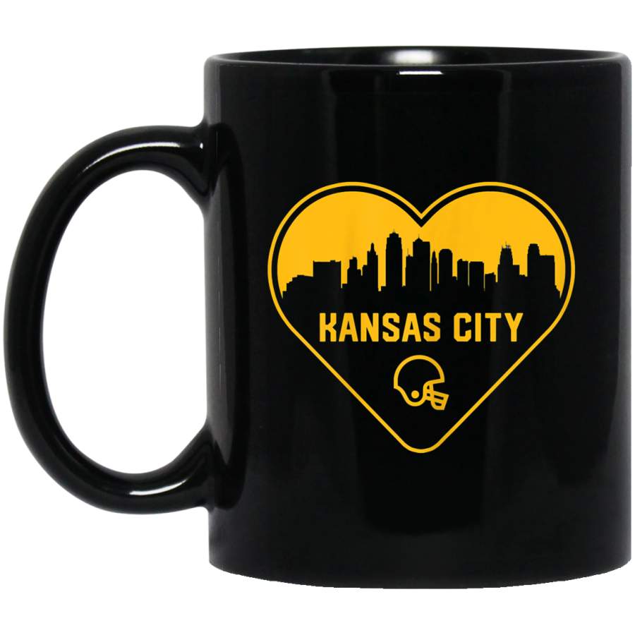 Cute I Love Kansas City Football Heart City Skyline Coffee Mug