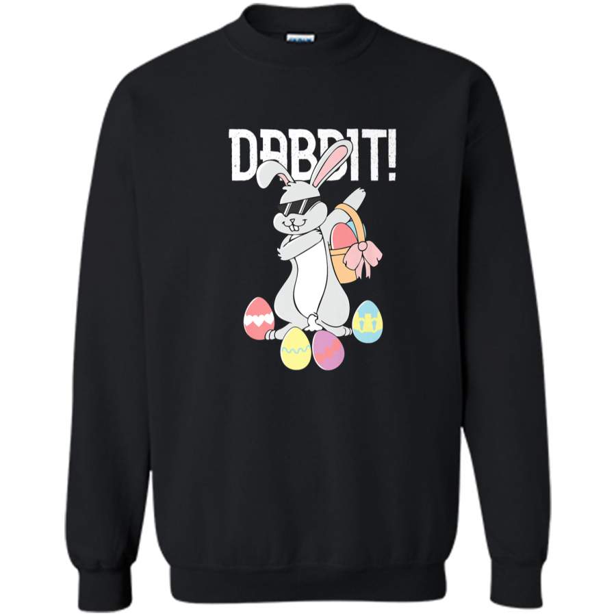 Dabbit T-Shirt Funny Dabbing Hip Hop Easter Bunny Shirt Printed Crewneck Pullover Sweatshirt 8 oz