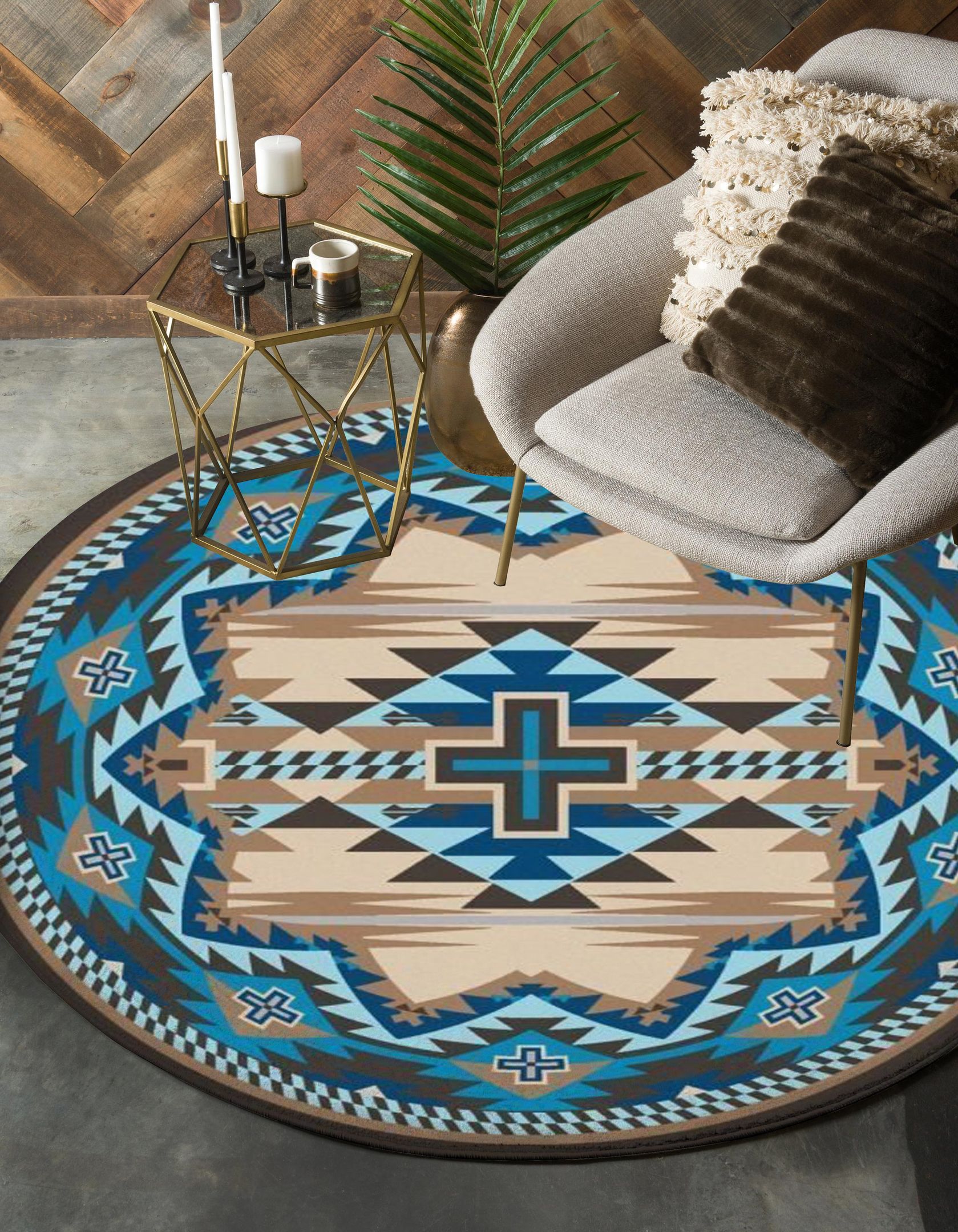 Blue Cross Southwest Native American Pride Round Rug