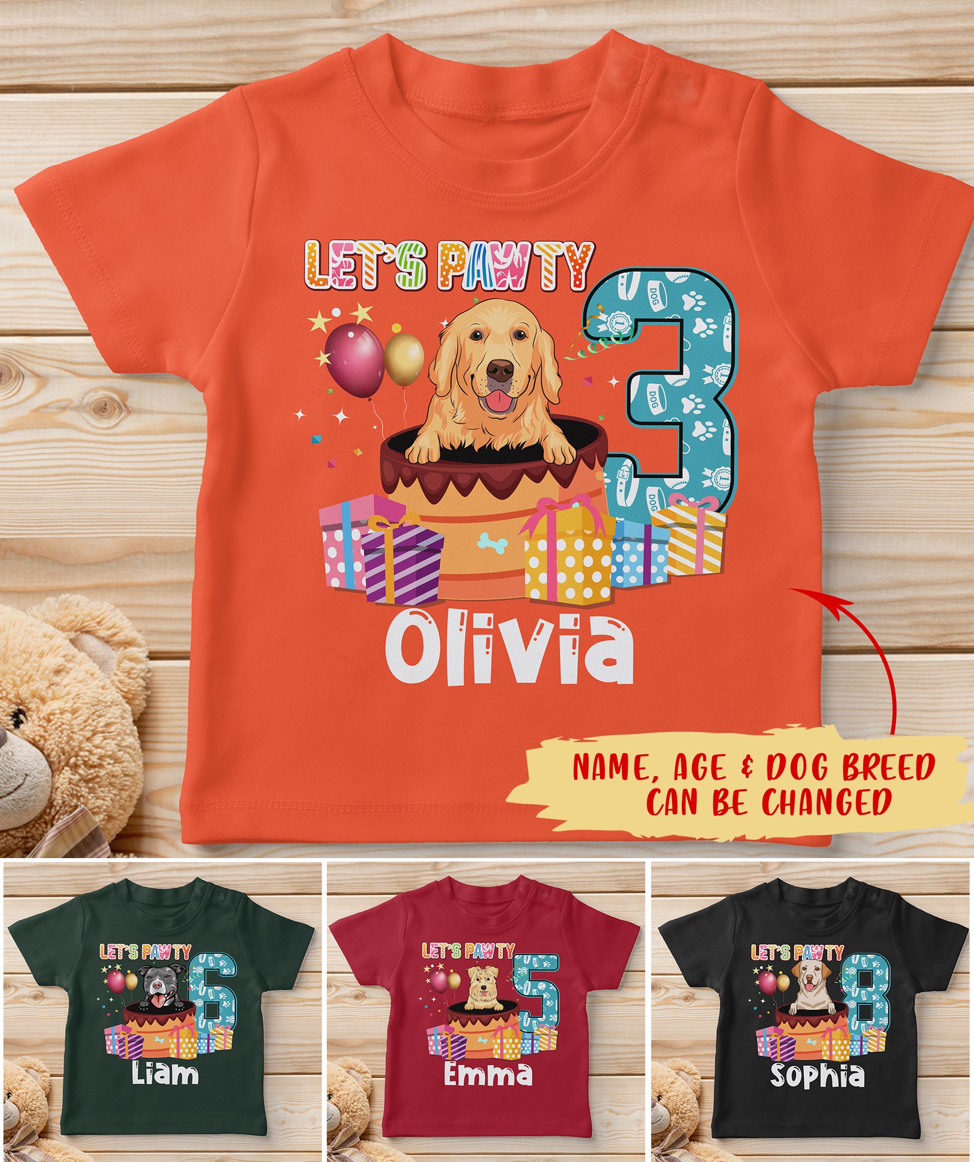 Puppy Birthday – Personalized Custom Youth T-Shirt – Puppy Dog Birthday Shirts For Kids