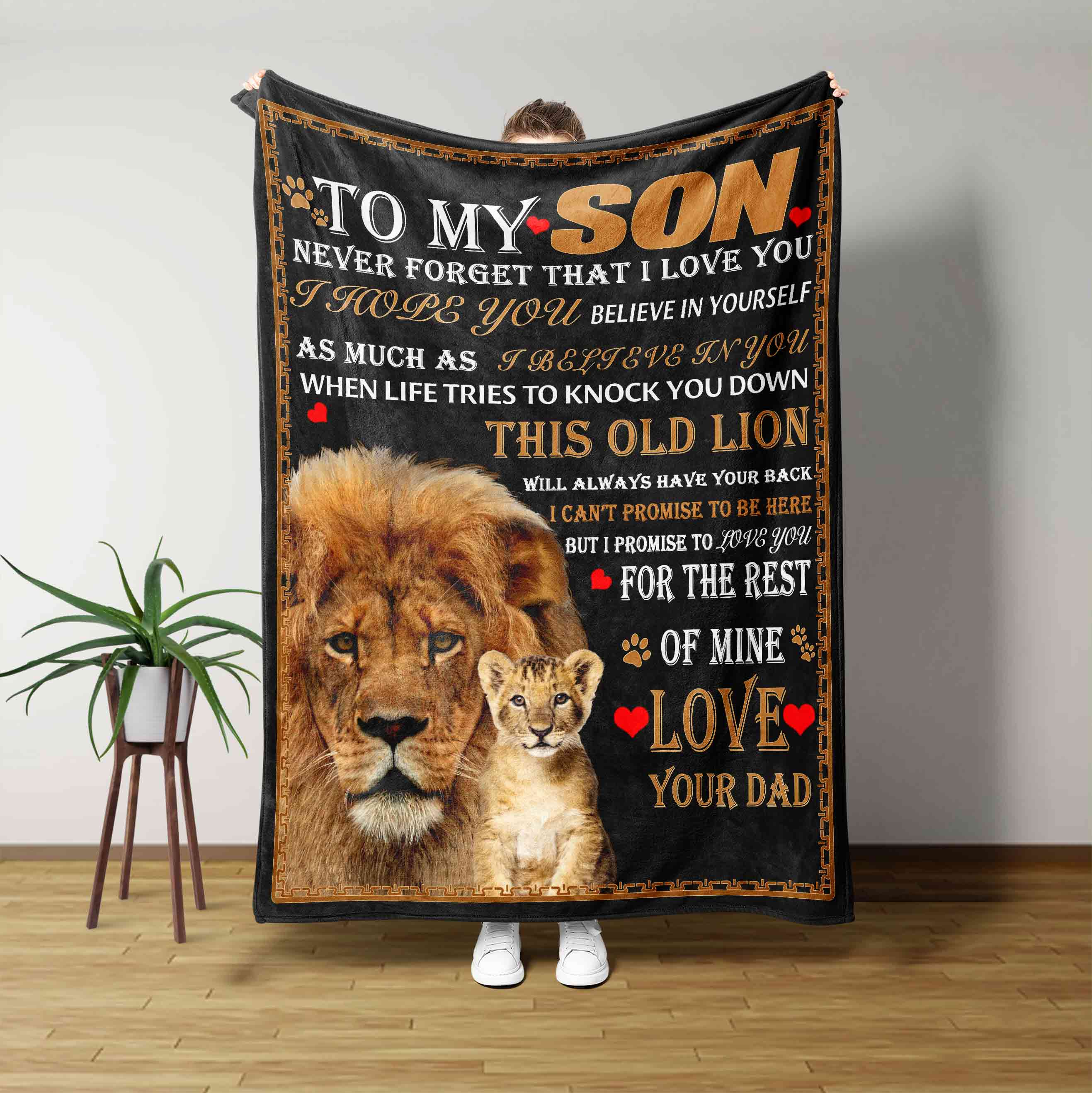 To My Son Blanket. Lion Blanket, Family Blanket, Custom Name Blanket, Blanket For Gift