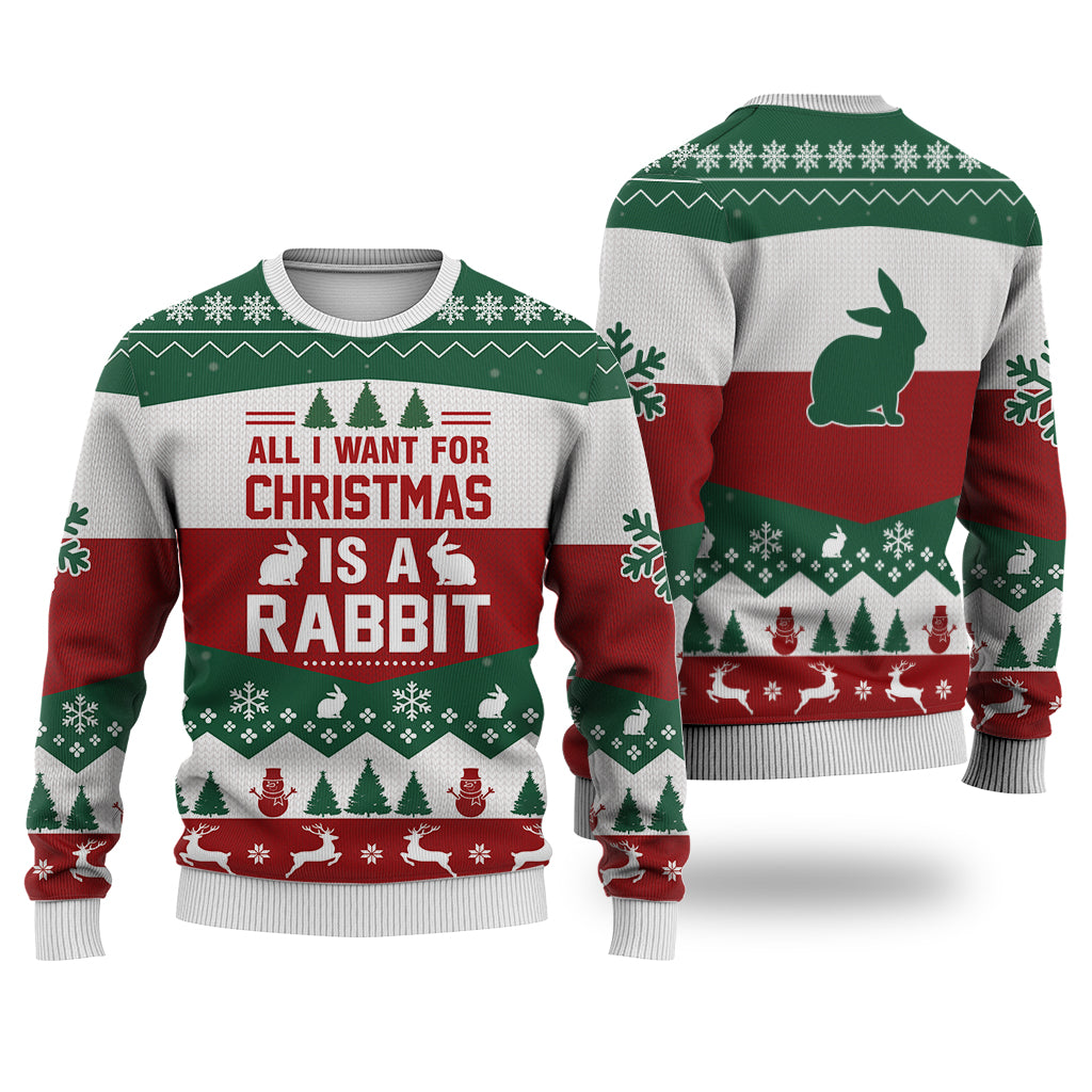 Rabbit All I Want For Christmas Ugly Christmas Sweater – Christmas Graphic Sweater