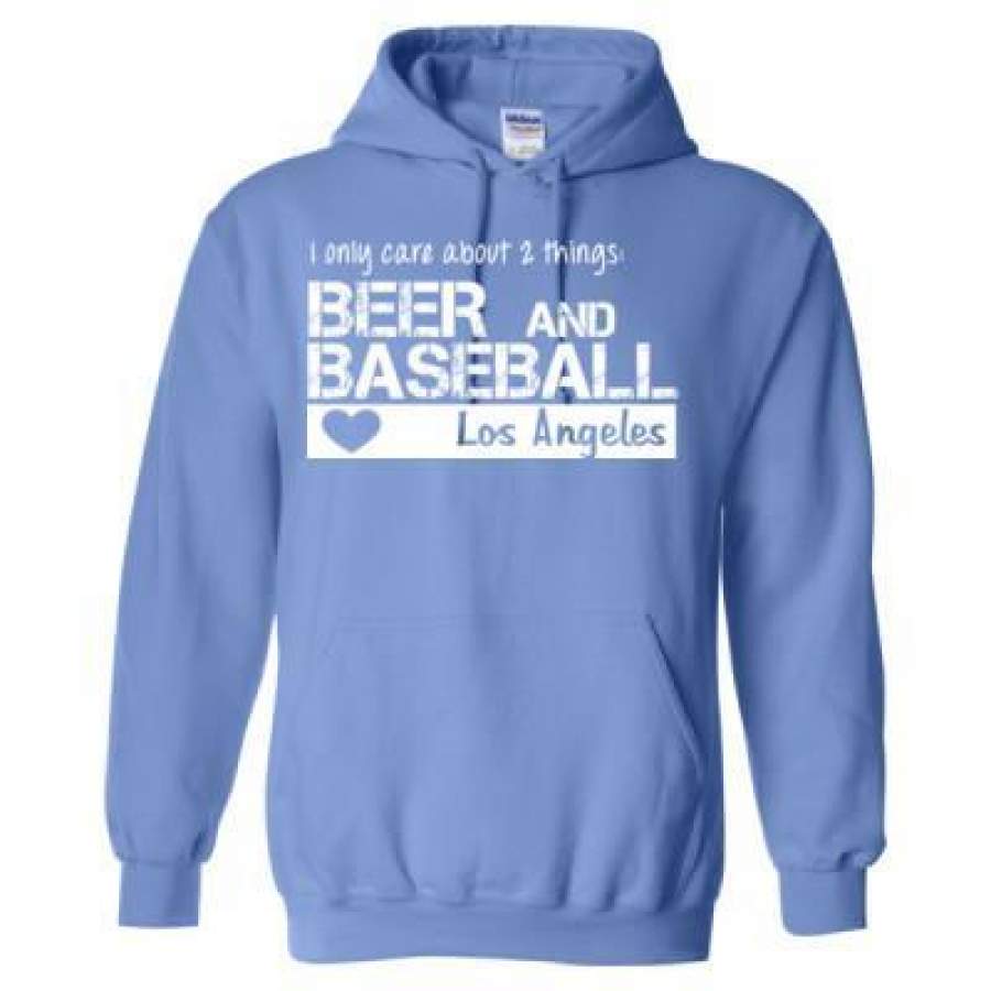 AGR Los Angeles Dodgers I Only Care About 2 Things Beer And Baseball – Heavy Blend™ Hooded Sweatshirt