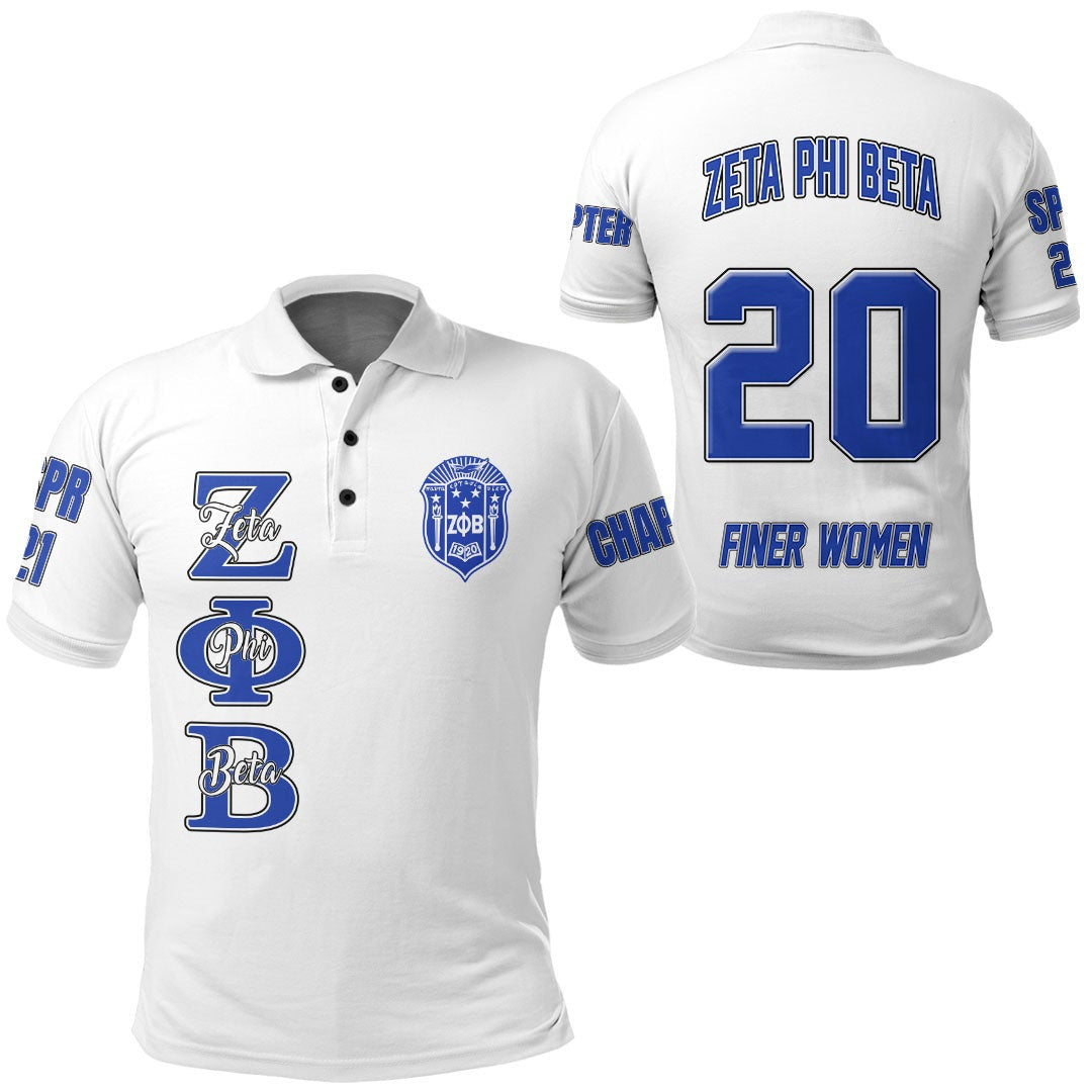 Sorority Polo – Personalized Zeta Phi Beta White Polo Shirt