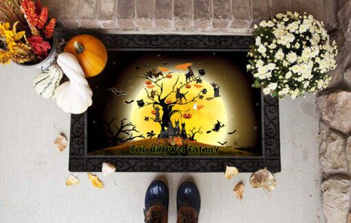 Personalized Doormat,Dobermann With Halloween Dm9 Custom Doormat All Over Printed