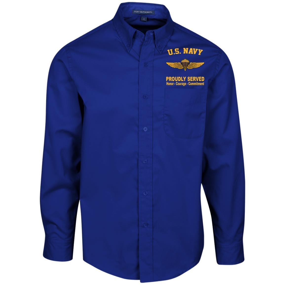 U.S. Navy And Marine Corps Naval Parachutists Embroidered Men’s LS Dress Shirt