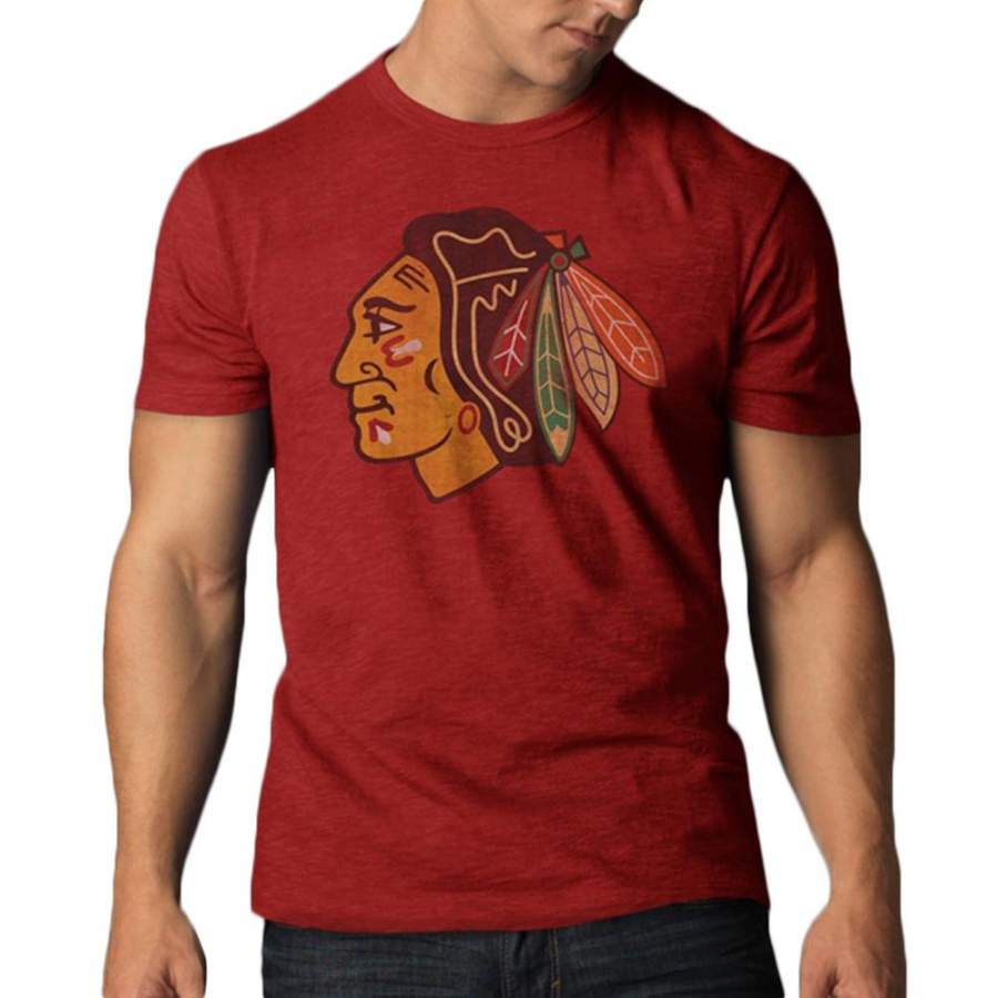 Chicago Blackhawks – Logo Scrum Premium Red Short Sleeve T-Shirt