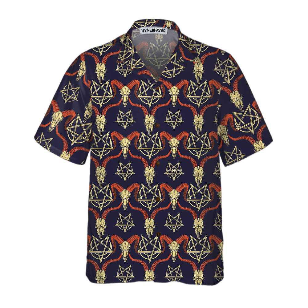 Goat Head Satanic Hawaii Funny Shirt For Print Ha38296