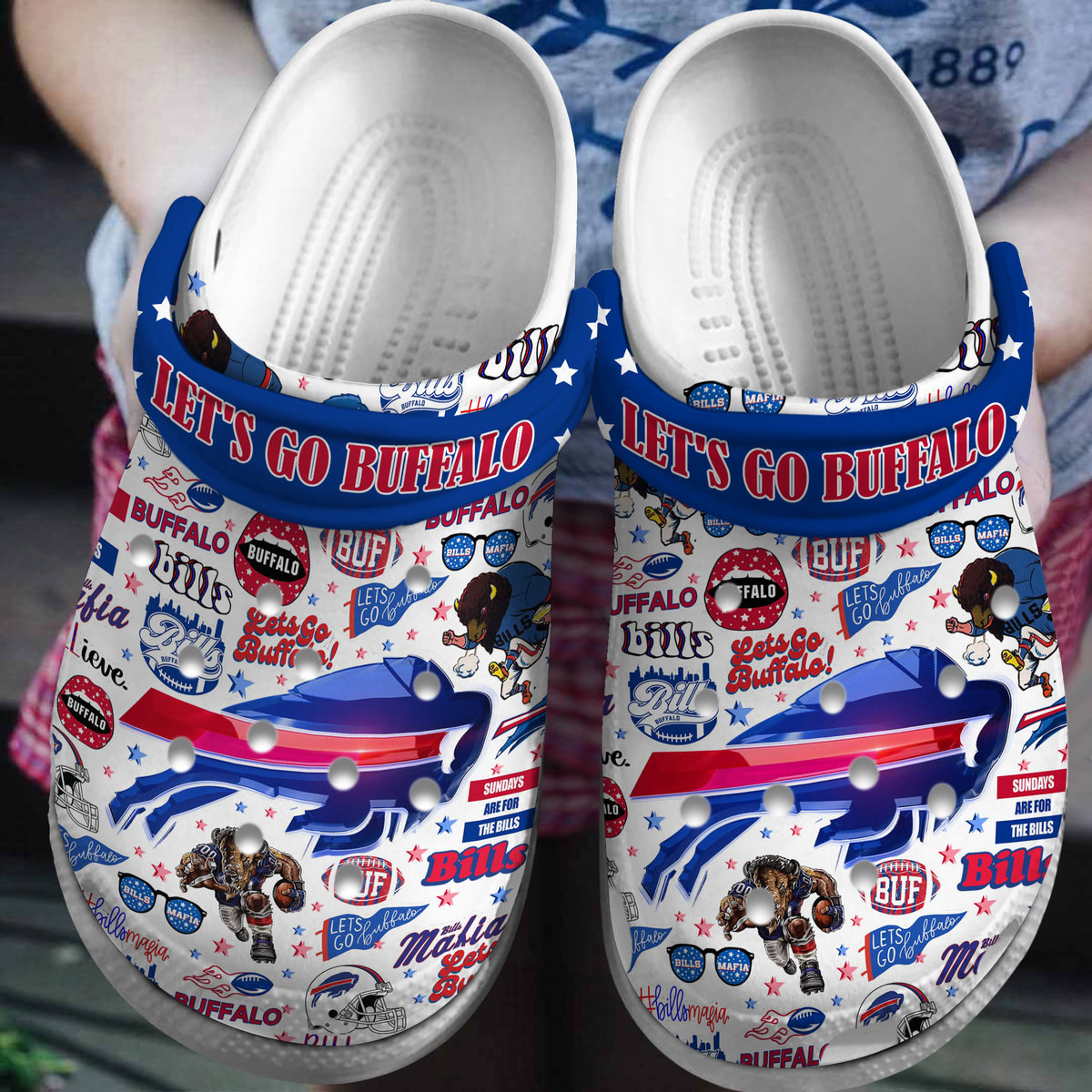 Buffalo Bills NFL Sport Crocs Crocband Clogs Shoes Comfortable For Men Women and Kids 3